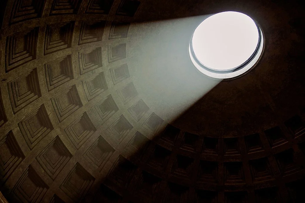 Light shines to Pantheon in Rome