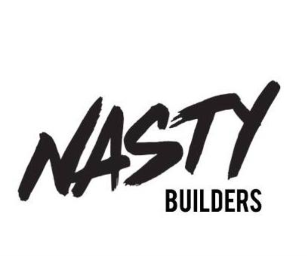Nasty Builders logo with stylized black text on a white background.