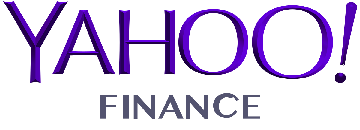 Yahoo! Finance logo with purple and black text.