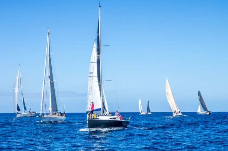 Varios barcos de vela navegando en el mar en un día soleado