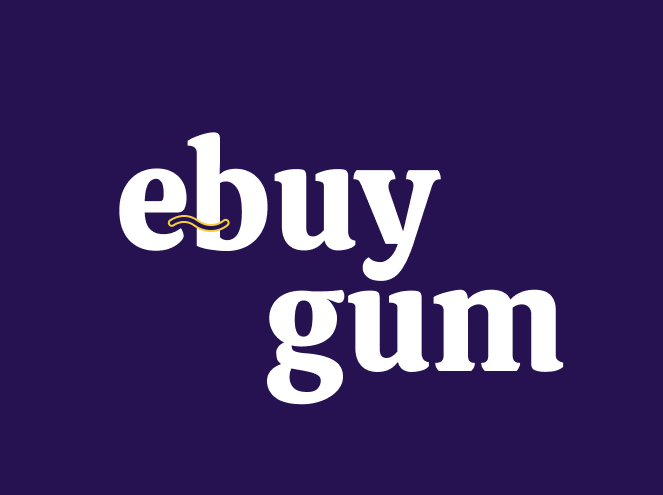 eBay Gum logo with white text on a dark blue background