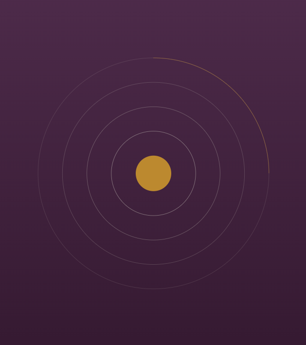 A dark purple background with a gold circle in the center, surrounded by five larger concentric circles with thin lines.