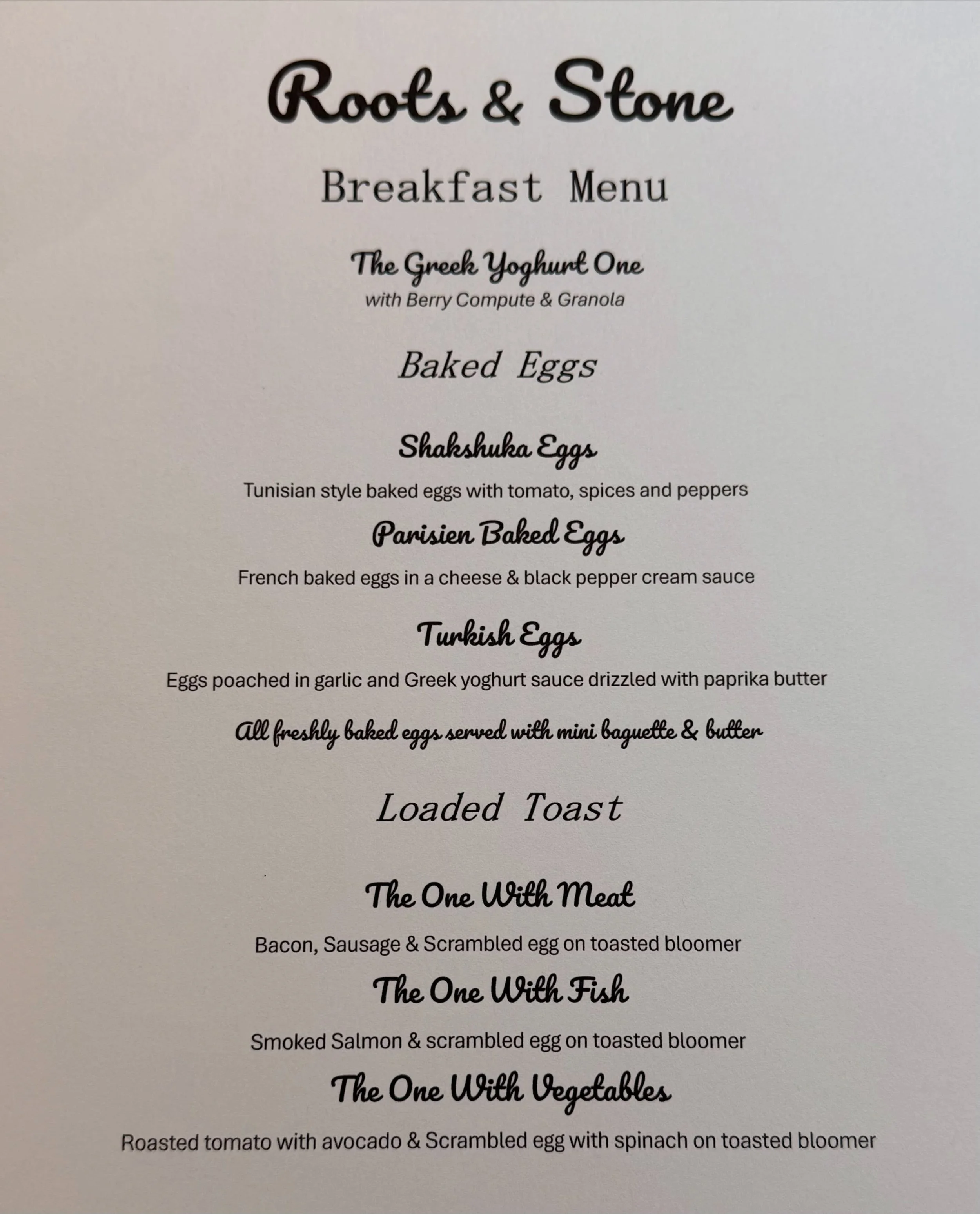 Breakfast is coming to Roots &amp; Stone!

From this Thursday (20th August) we will be serving breakfast.

The menu still requires a couple of tweaks, but we thought we&rsquo;d give you a little preview of what to expect.💚