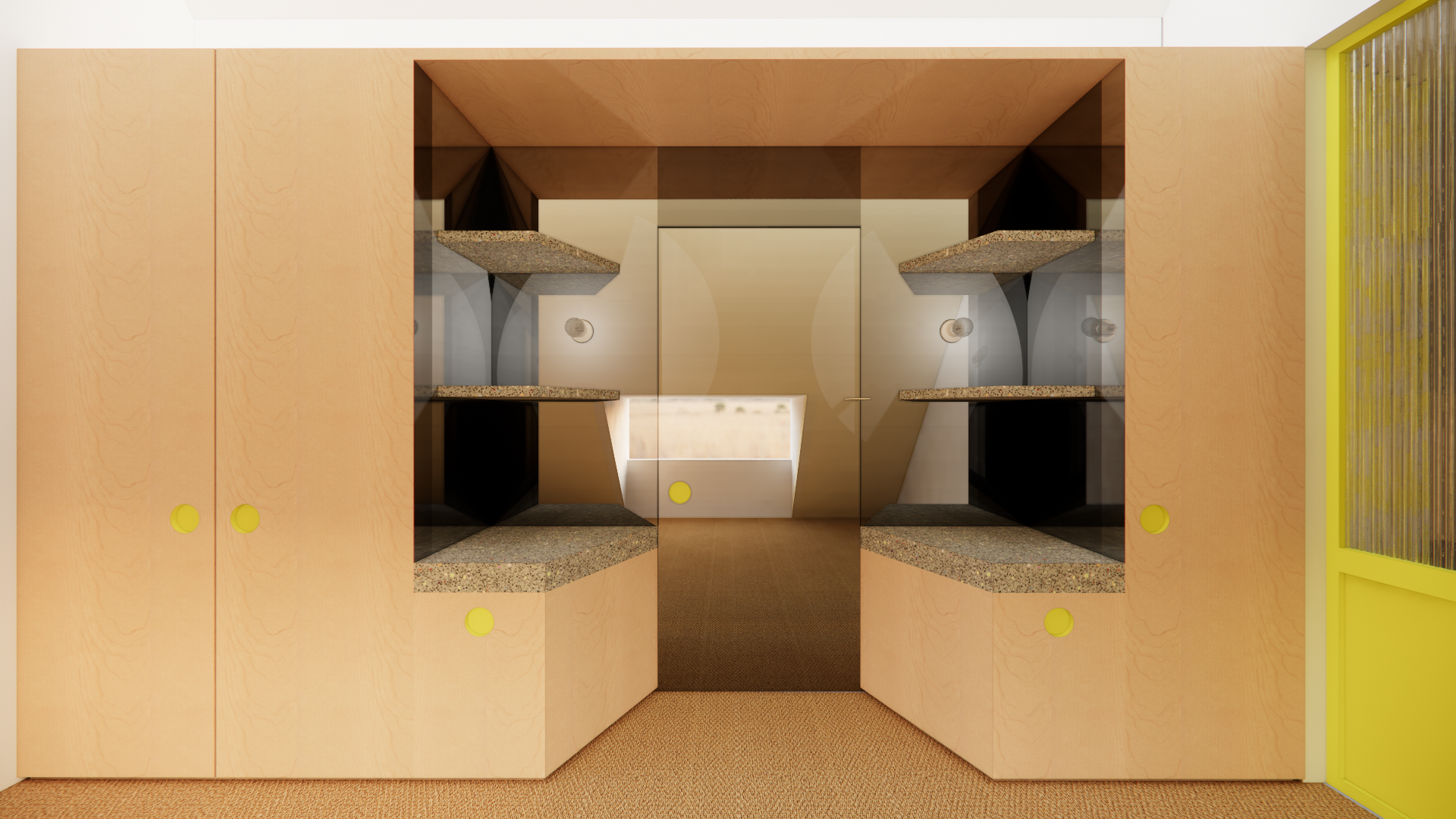 Renovatieproject van zolder naar badkamer. Afgewerk in gietvloer, dubbele douche, stalen ramen, Winckelmans tegels, zee vibes voor een surfer. StudioImani_8