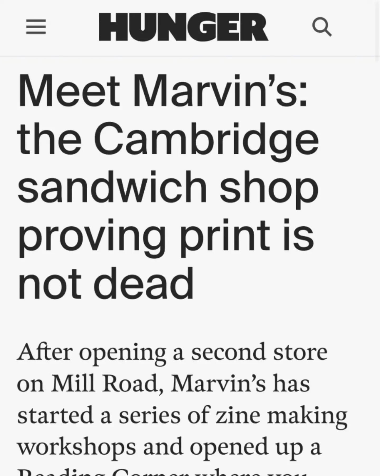 Our workshops got a mention in @hungermagazine piece on @marvinscambridge! PRINT ISN'T DEAD!