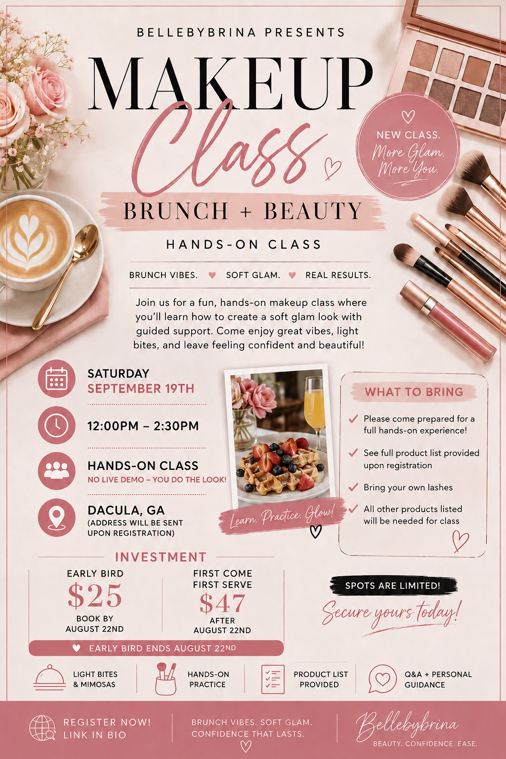 Brunch + Soft Glam Makeup Class