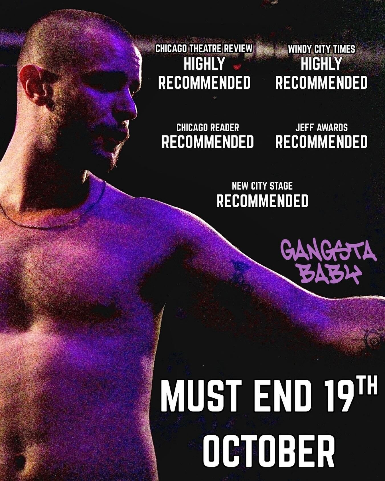 &lsquo;Gangsta Baby&rsquo; enters its extension after a third sold out week! Our show must end on the 19th of October, don&rsquo;t miss it! Photography by: @tadhgerstripes 

@chitheatrereview 
HIGHLY RECOMMEND 

Windy City Times 
HIGHLY RECOMMEND

@c