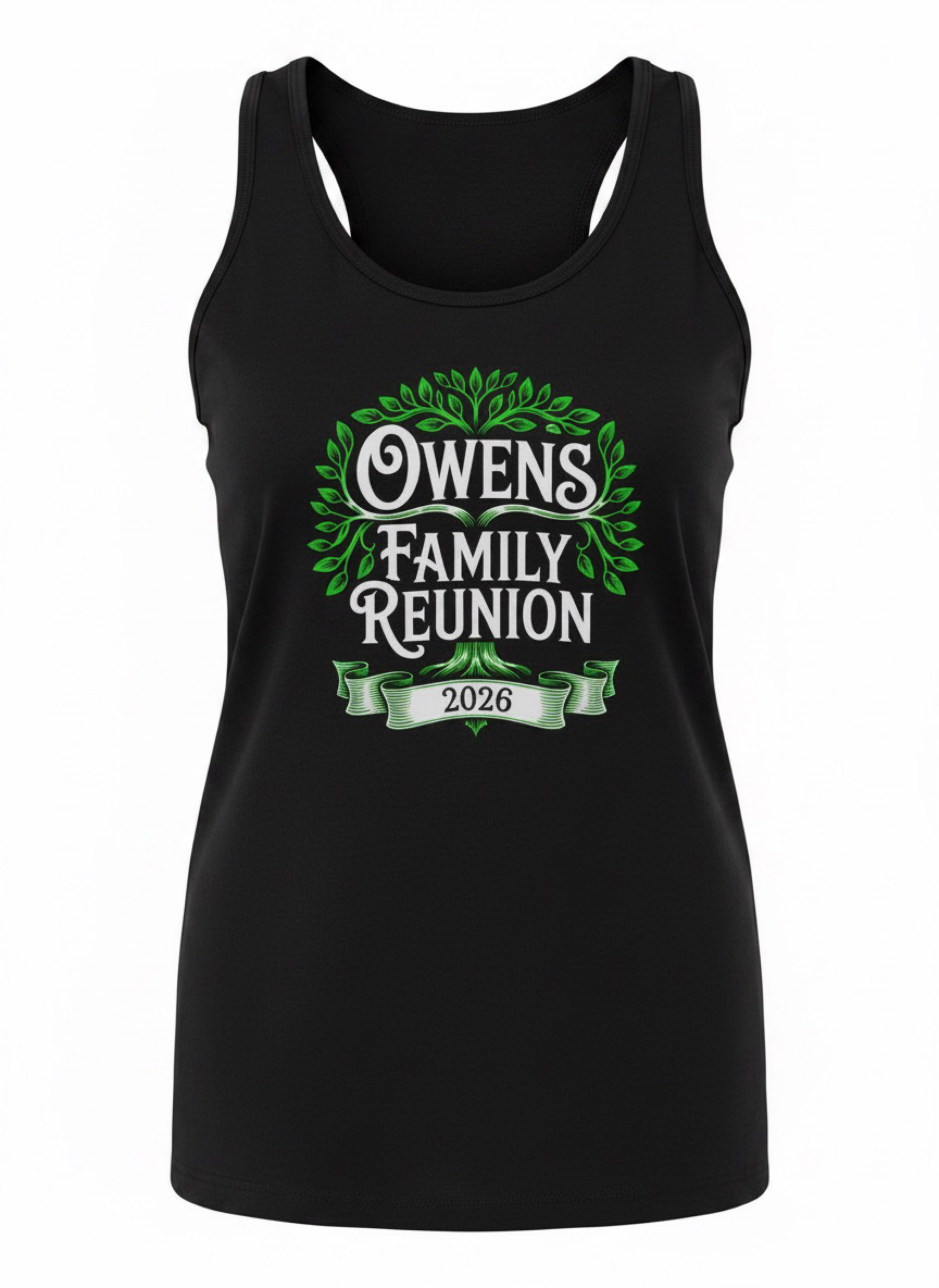 Owens Family Reunion Racerback Black T-Shirt