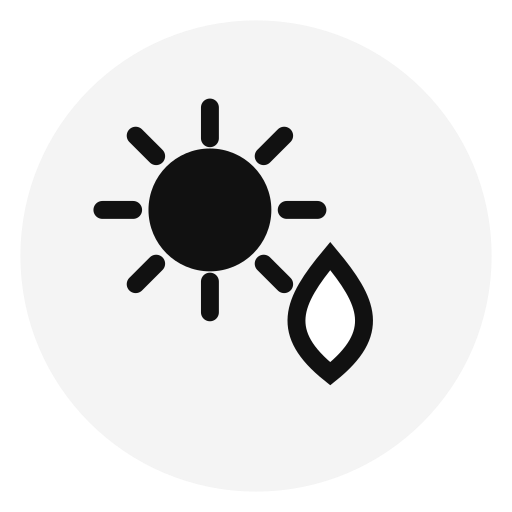 Sun and water droplet icon representing the heat and humidity pace adjustment calculator.