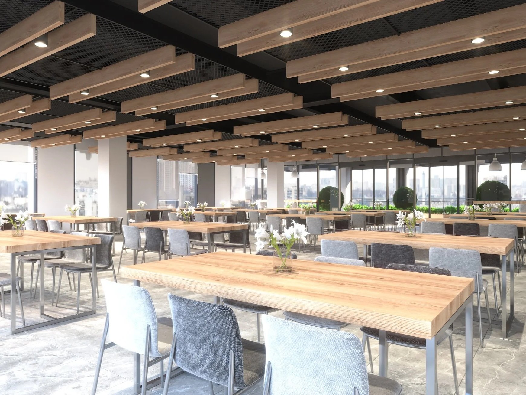 Restaurant interior architecture designed to create a welcoming dining environment through warm materials, open planning, and contemporary detailing.