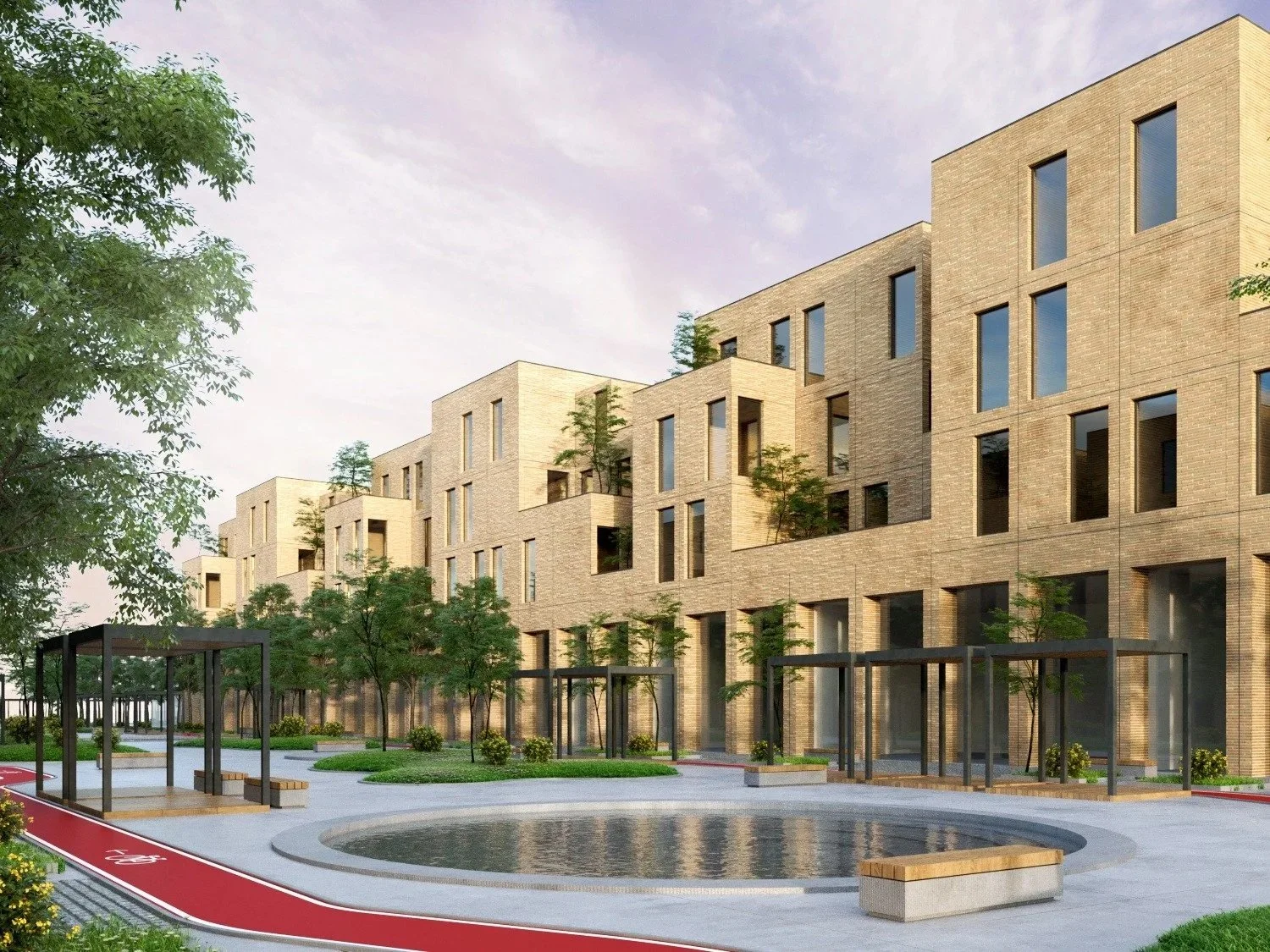 Residential community designed with contemporary architecture, pedestrian-friendly open spaces, and integrated landscape design.