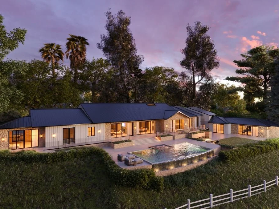 Contemporary luxury residence highlighting elegant architectural lighting, expansive glazing, and integrated outdoor living spaces.