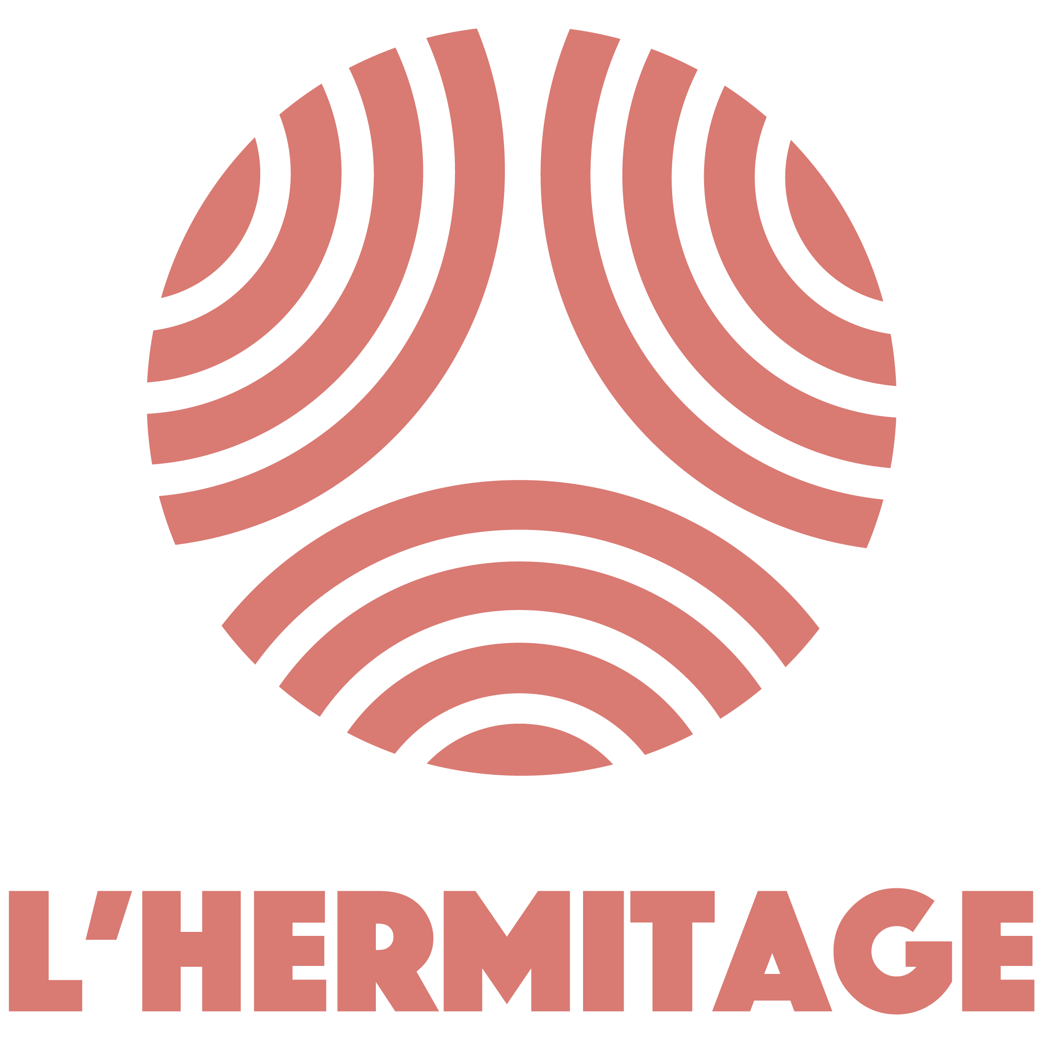 Le logo de la marque Hermès, représentant un dessin stylisé d'un cheval ou d'un carrousel, en couleur rouge sur fond noir.