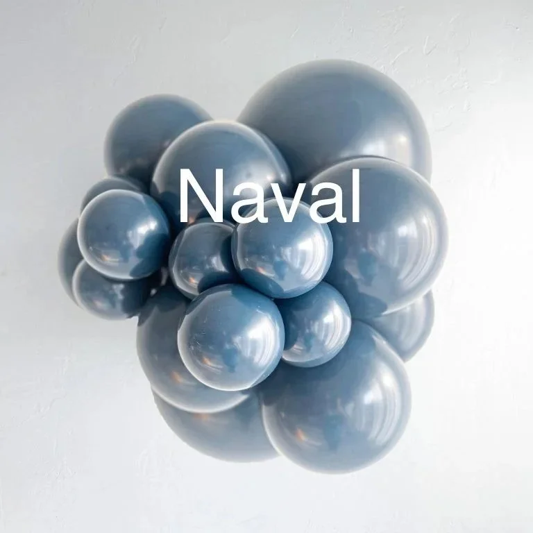 Cluster of shiny gray spheres of various sizes arranged together on a white background with the word 'Naval' overlaid.