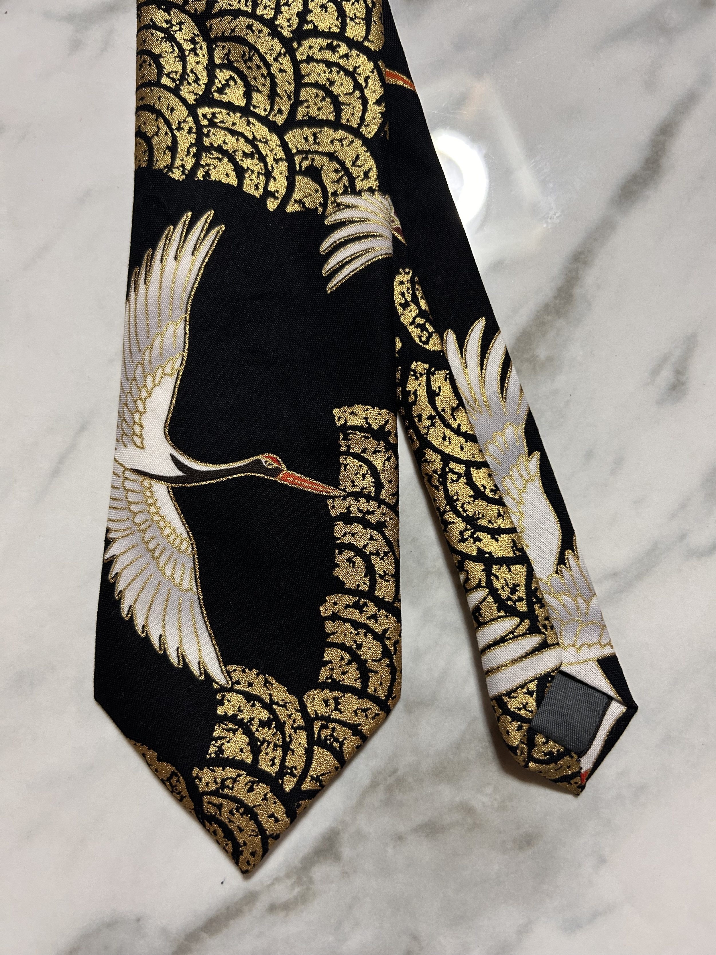 Golden Crane Elegance Necktie