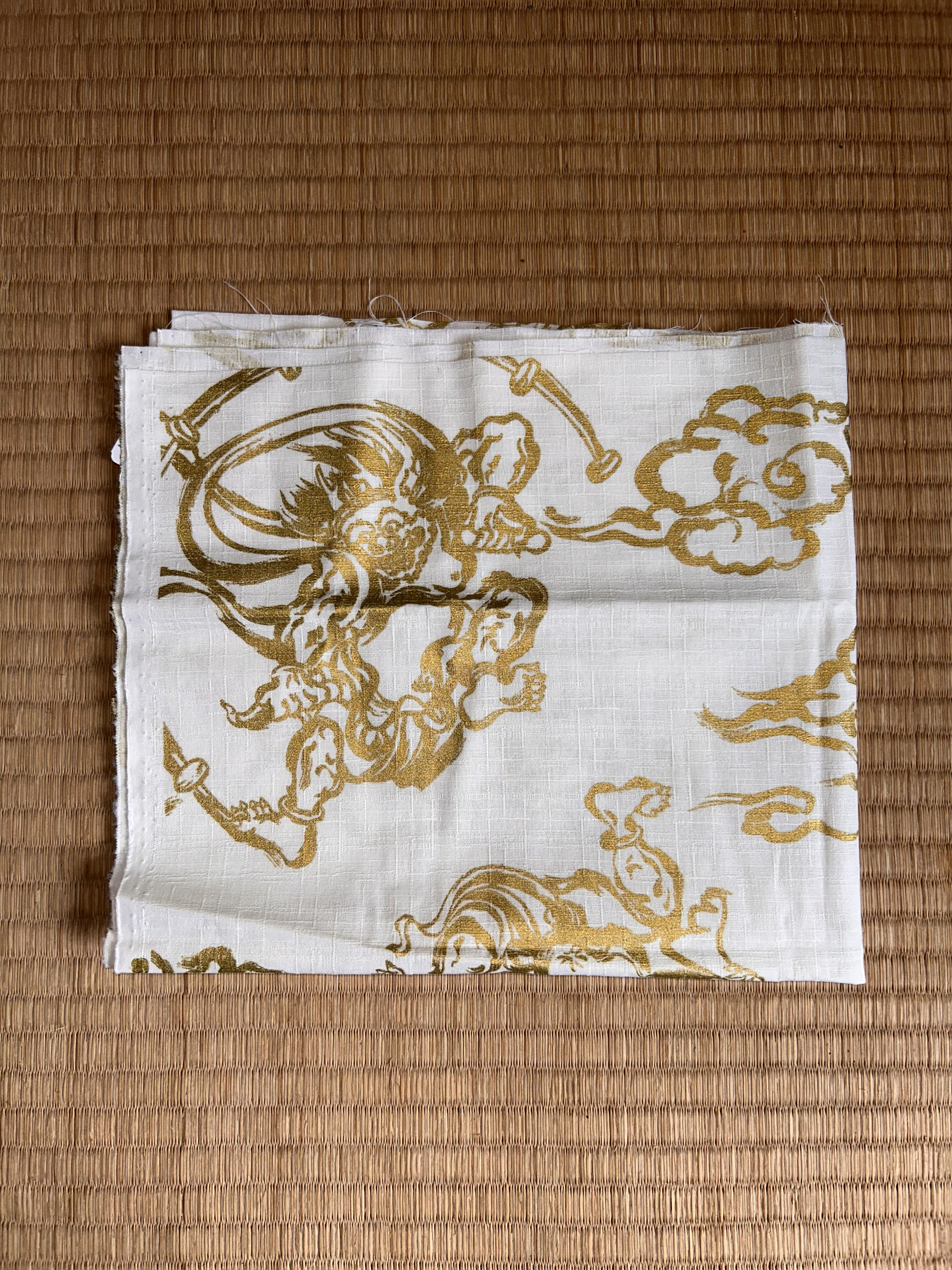 White & Gold Oni Fabric