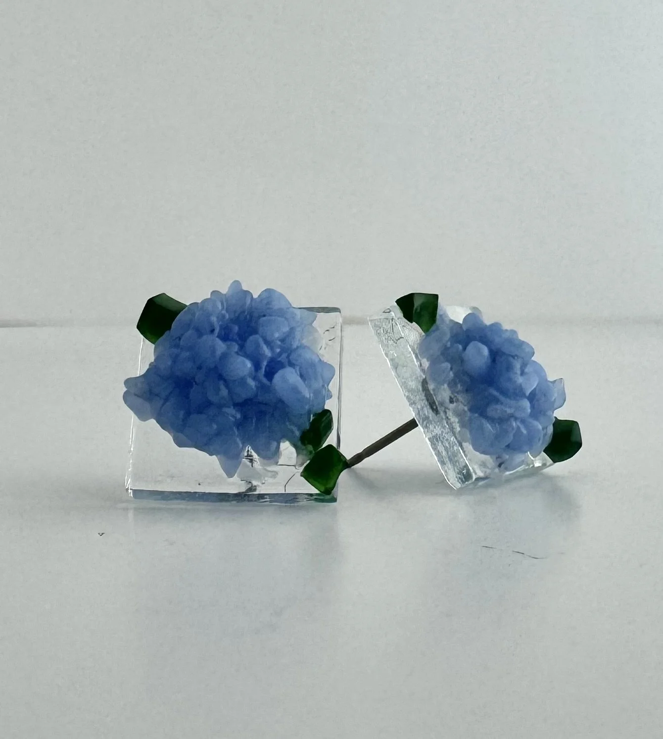 Blue Hydrangea Post Earring - Small