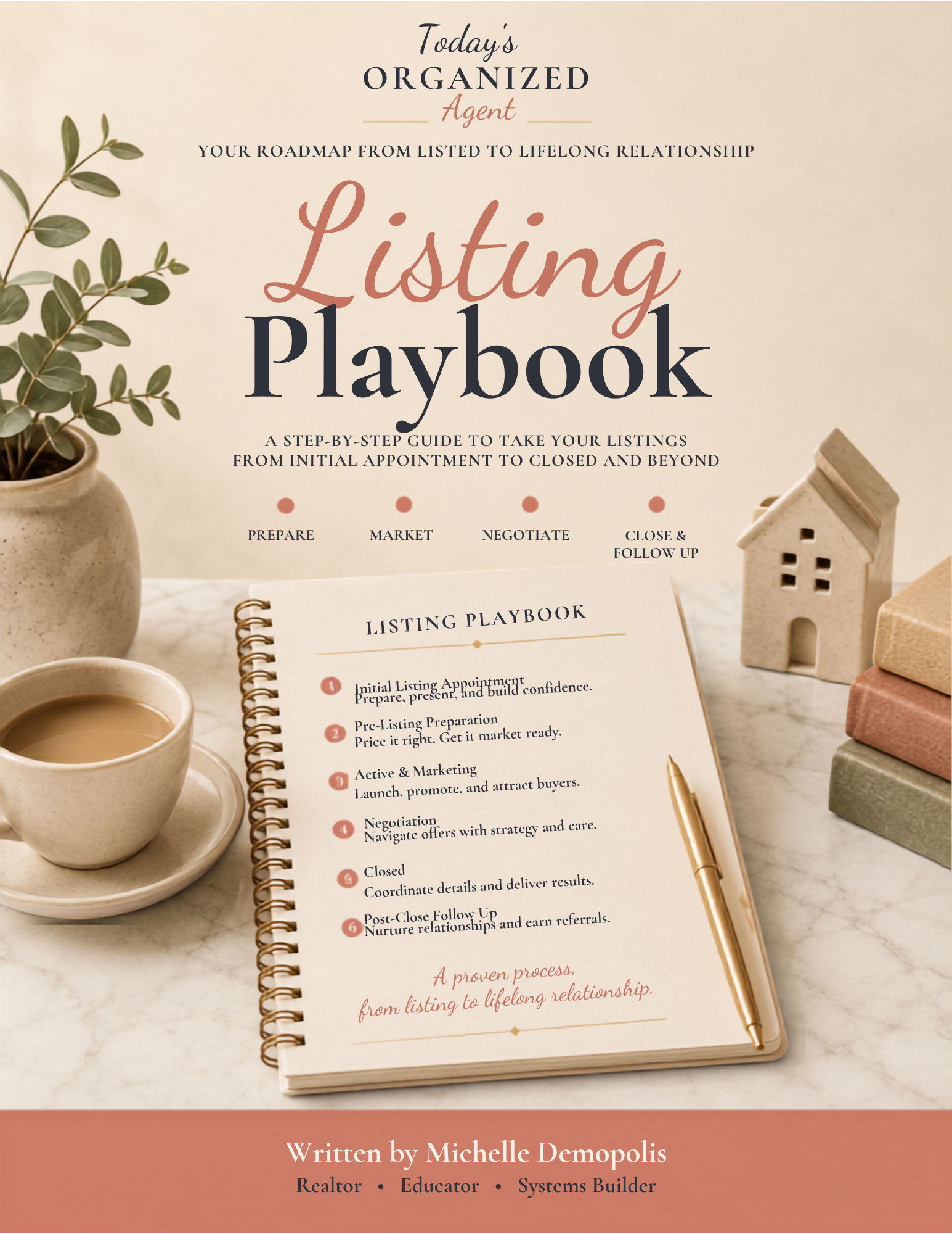 Listing Playbook by Michelle Demopolis, a step-by-step real estate agent system for managing listings from the initial appointment through marketing, negotiation, closing, and follow-up.