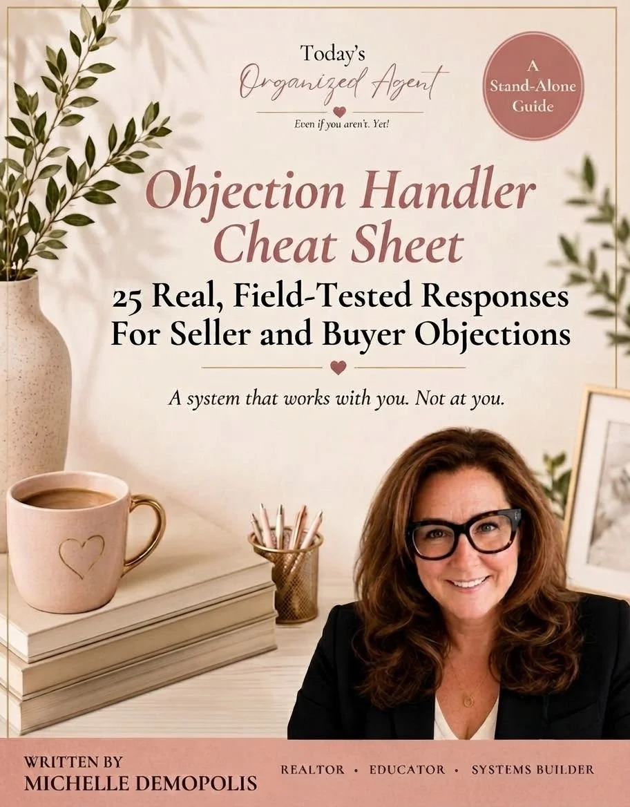 Objection Handler Cheat Sheet for real estate agents with 25 responses to common buyer and seller objections.