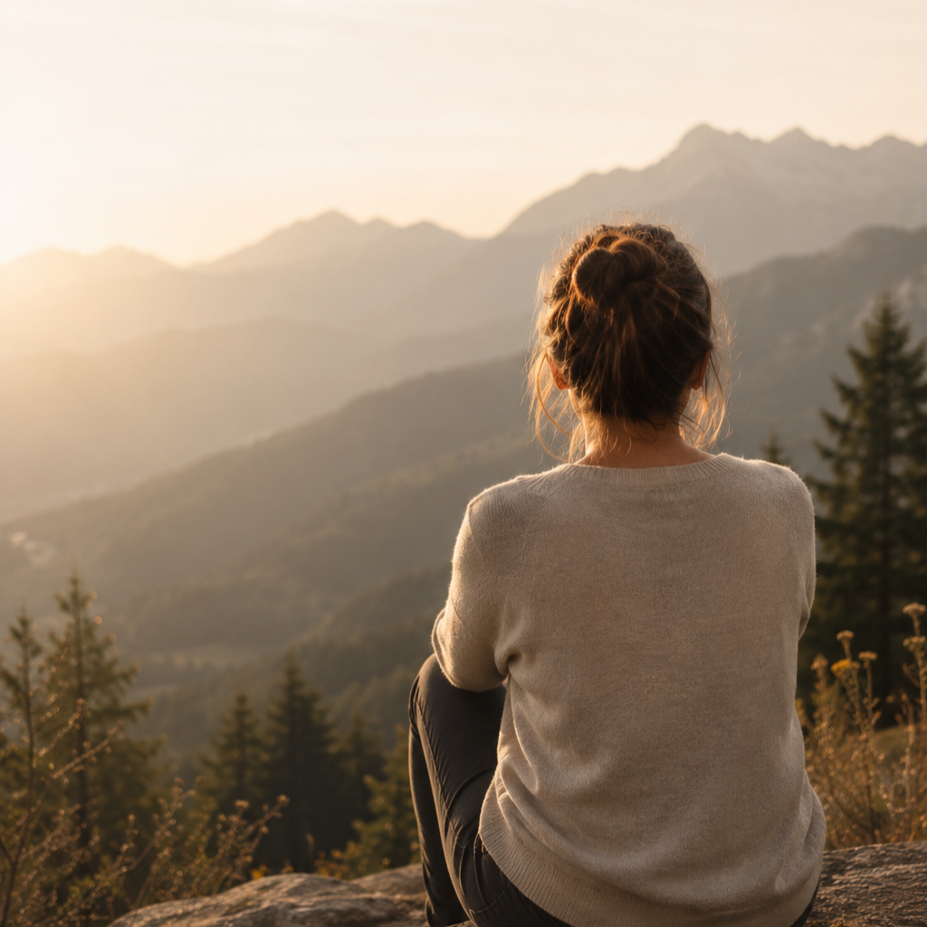 Woman reflecting about her path, ready to embrace a new journey