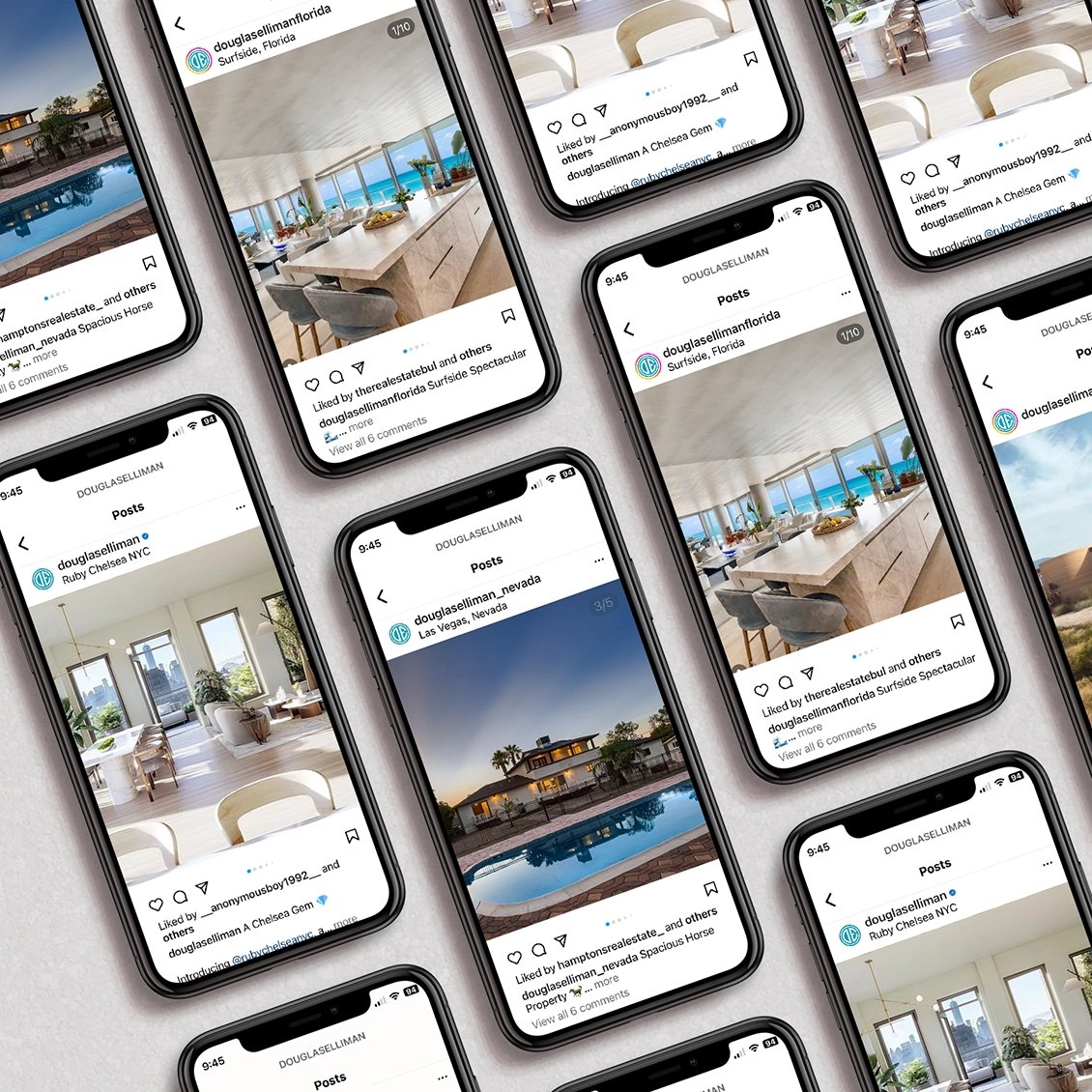 Social media Douglas Elliman Jupiter & Palm Beach - Smart Phones with Social Ads