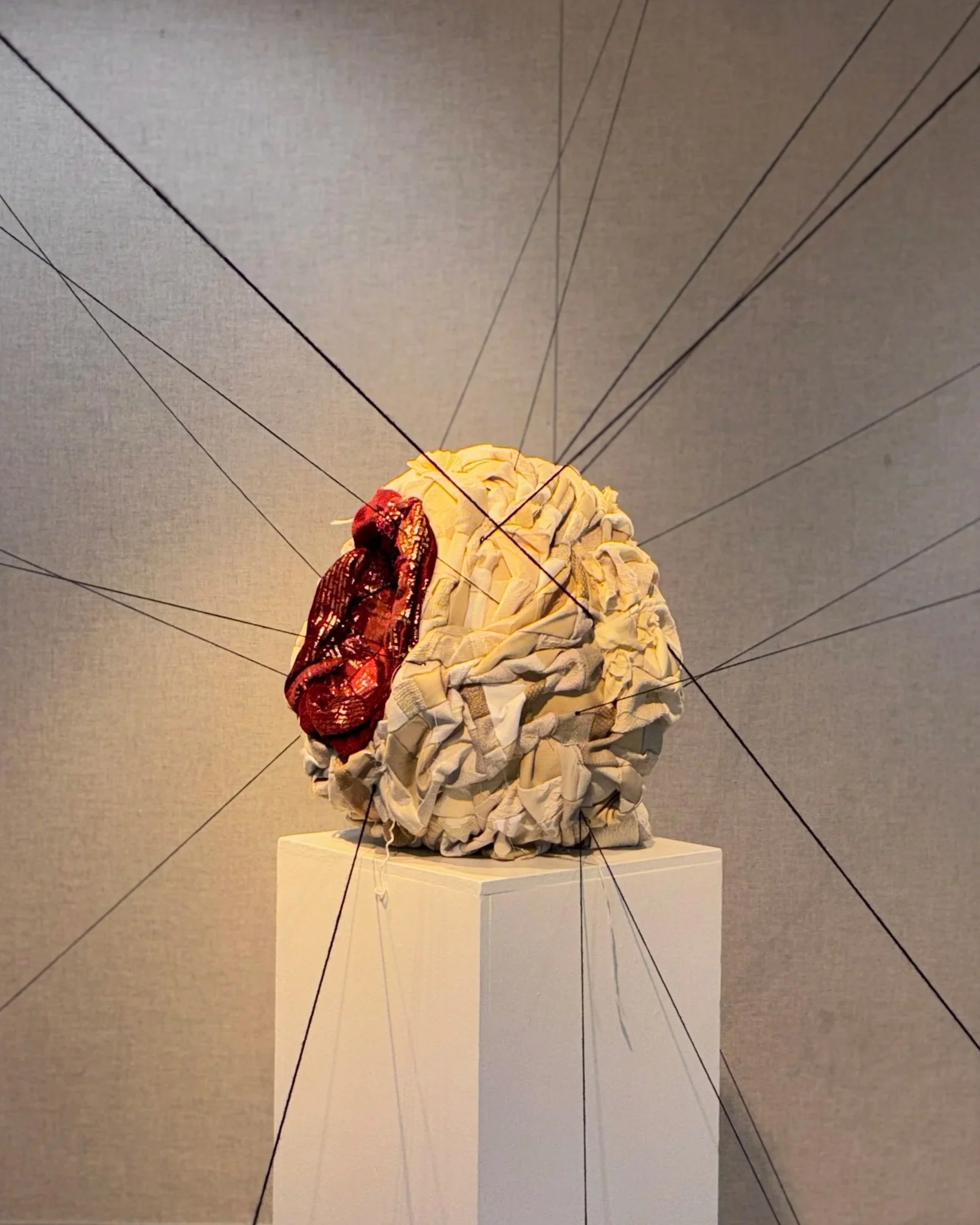 Alexis Fredericks, I AM STILL HERE., participatory textile installation fostering an encounter between viewer and artwork, where meaning emerges through active engagement rather than passive observation.