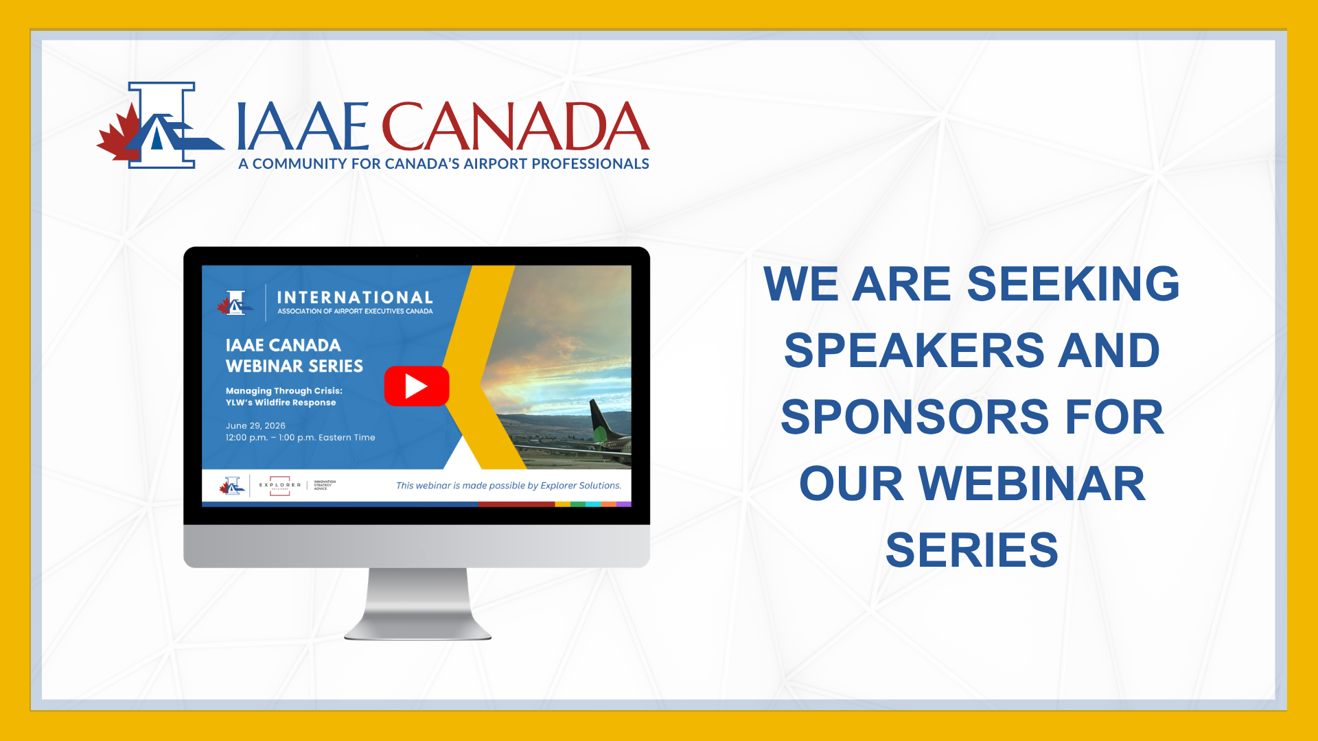 Seeking Speakers &amp; Sponsors for our Webinar Series
