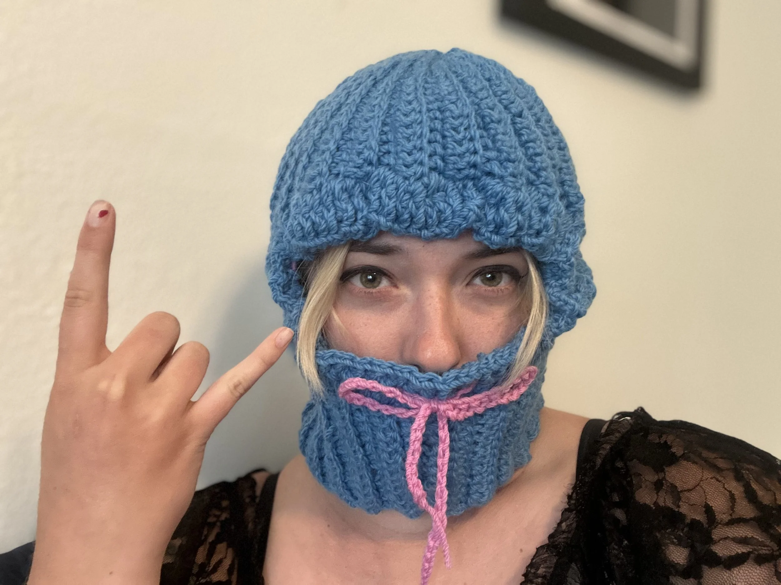 Trans Pride Crochet Balaclava