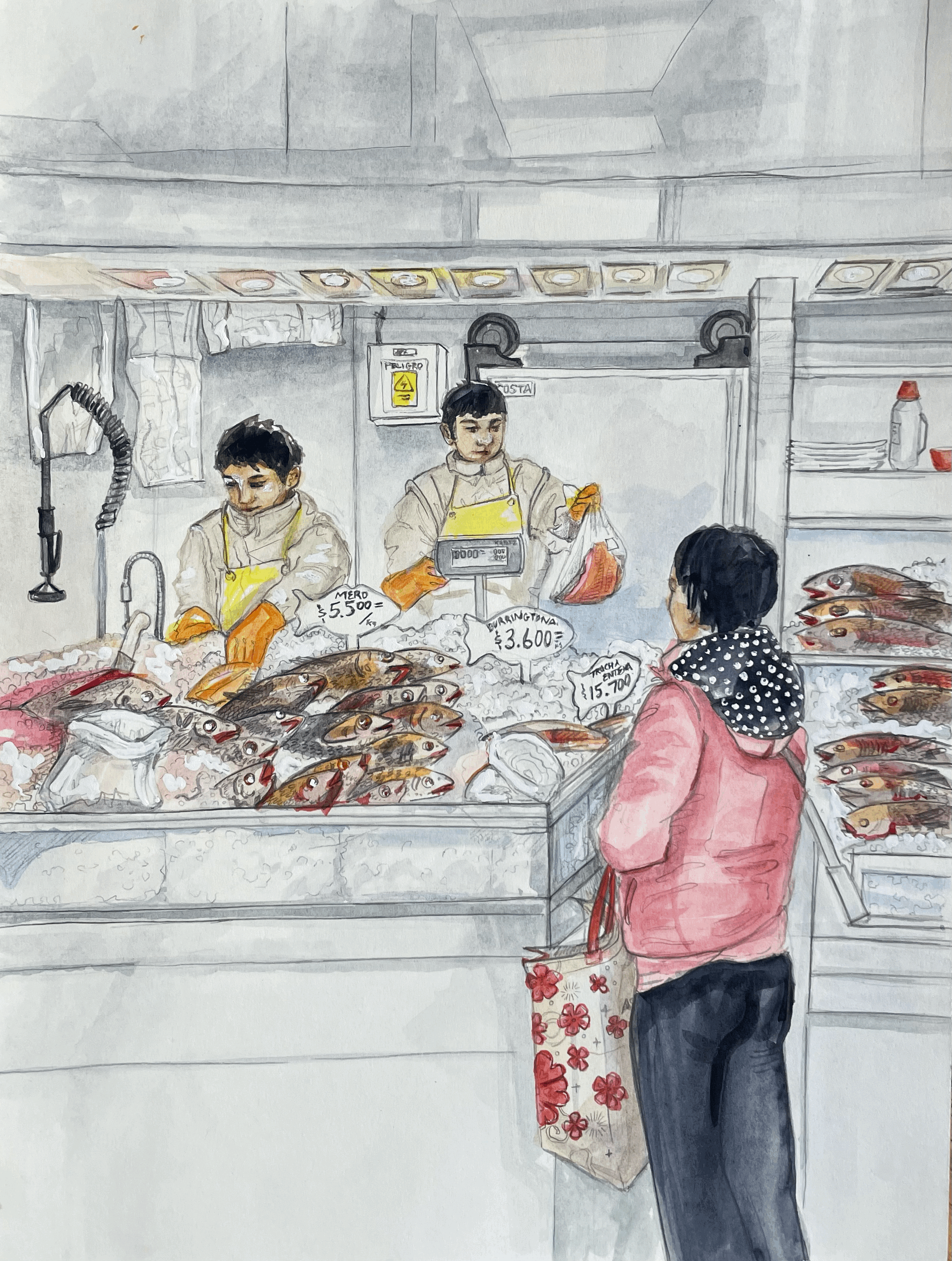 Study of fishmongers in Barrio Chino