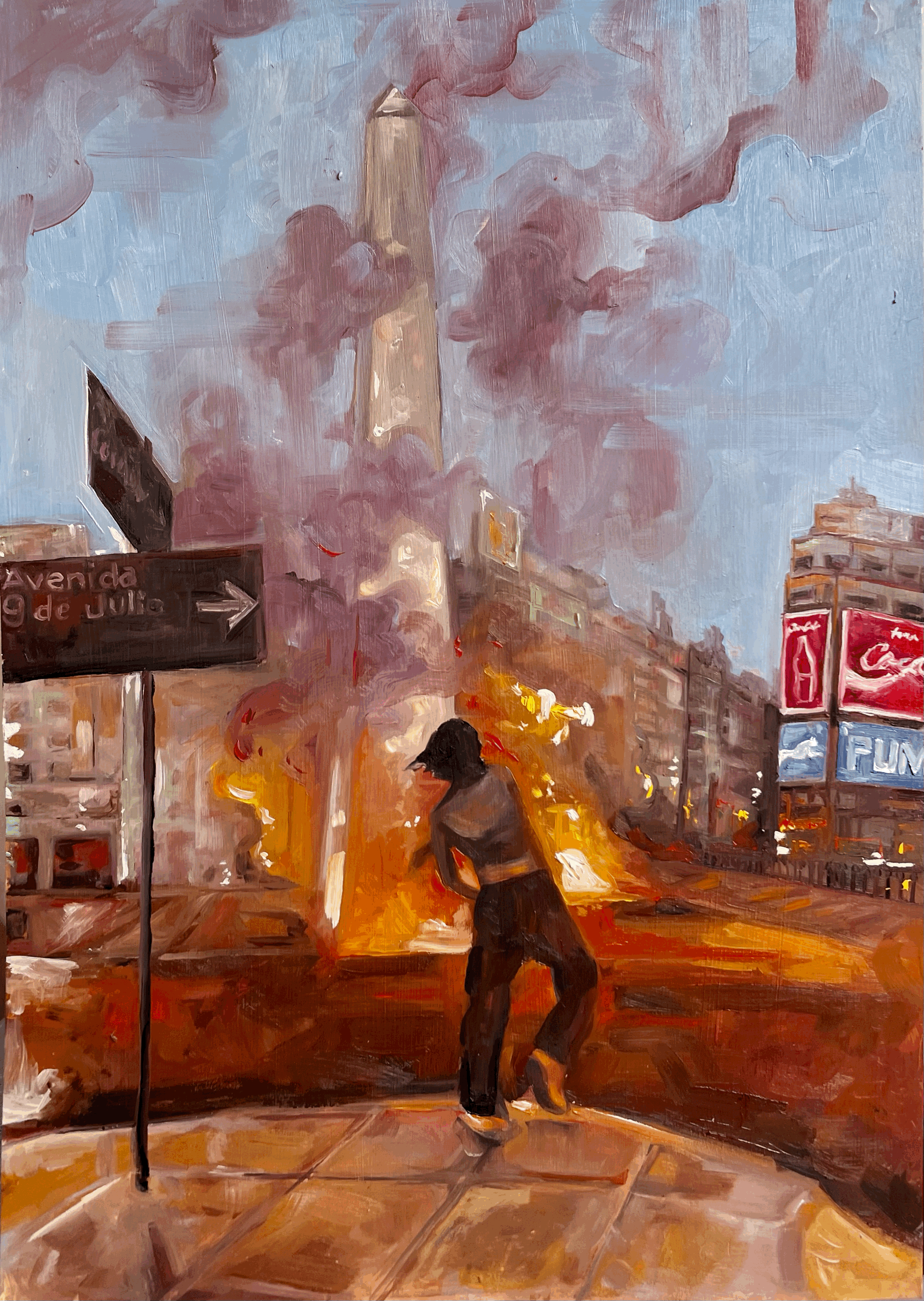 Study after a photo of the aftermath of the collapse of the Argentine economy in December, 2001