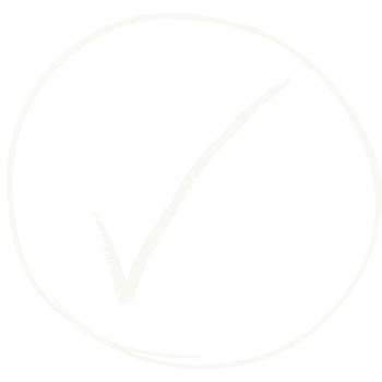 A white check mark inside a circle on a black background