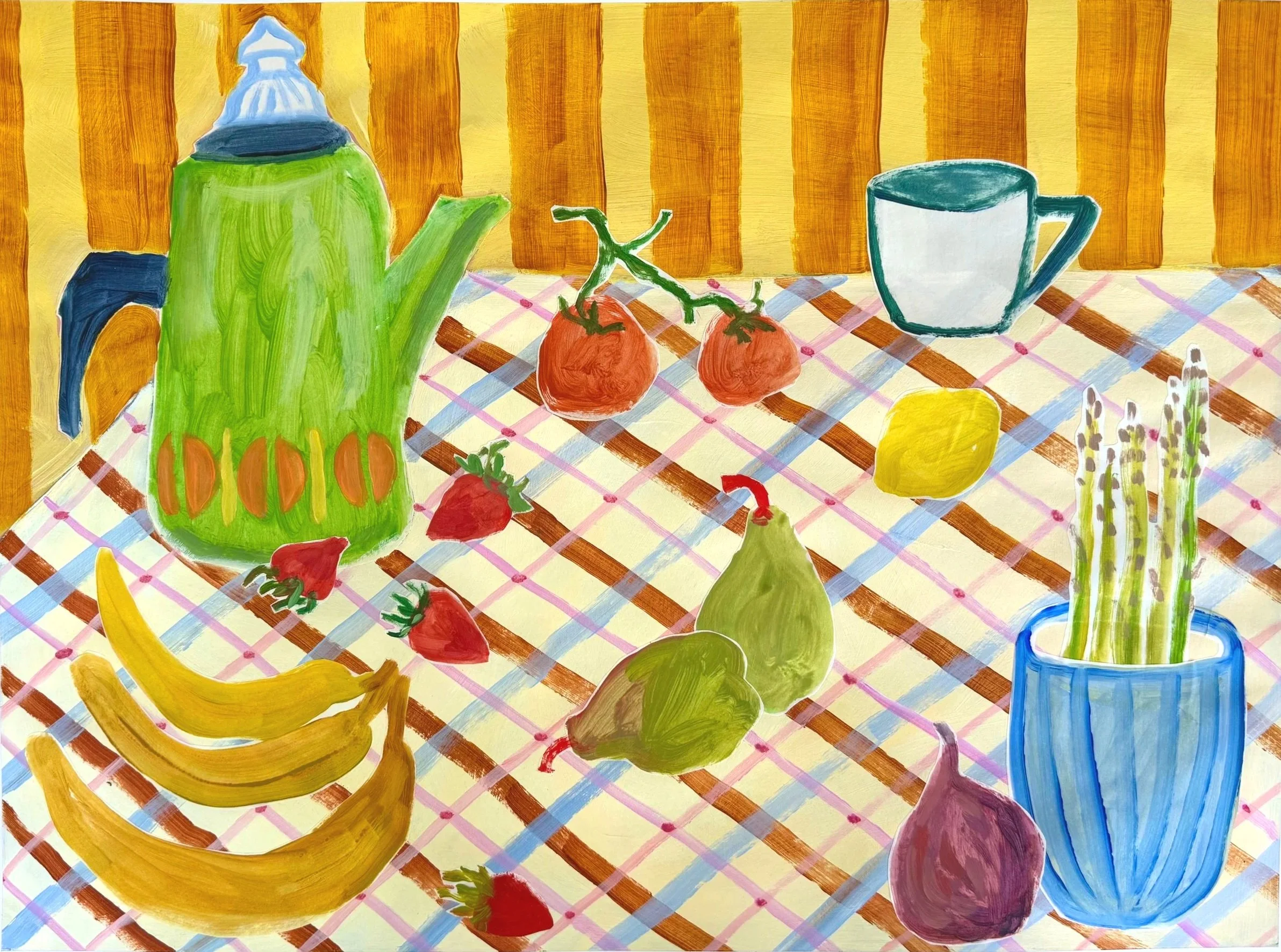 Afternoon Tea: 18x24. Acrylic and collage on mixed media paper