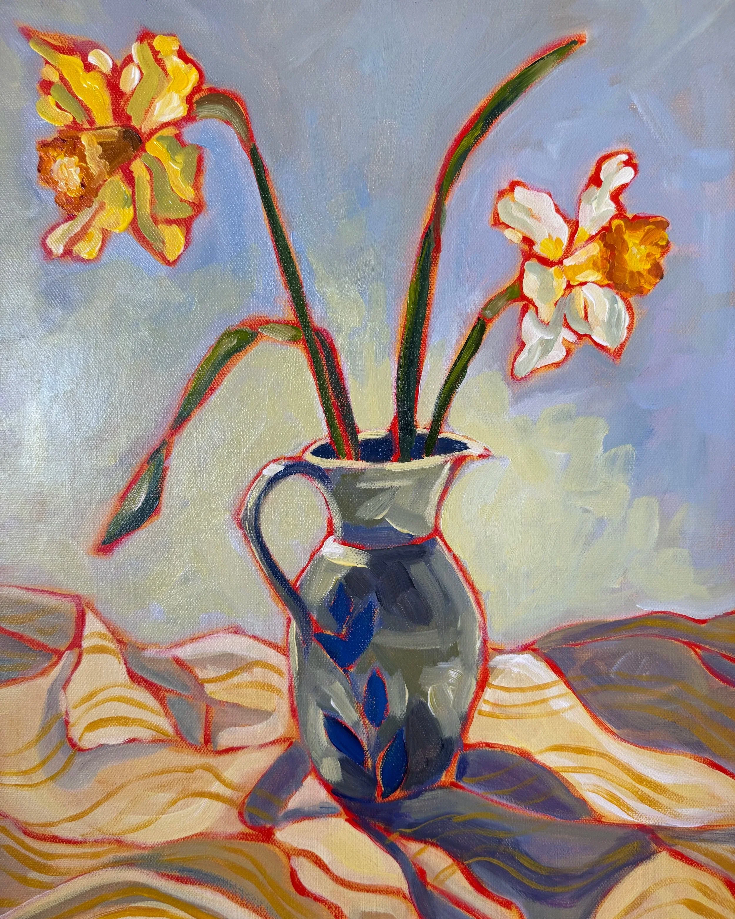 Daffodils from the Garden: 14x18. Acrylic on canvas