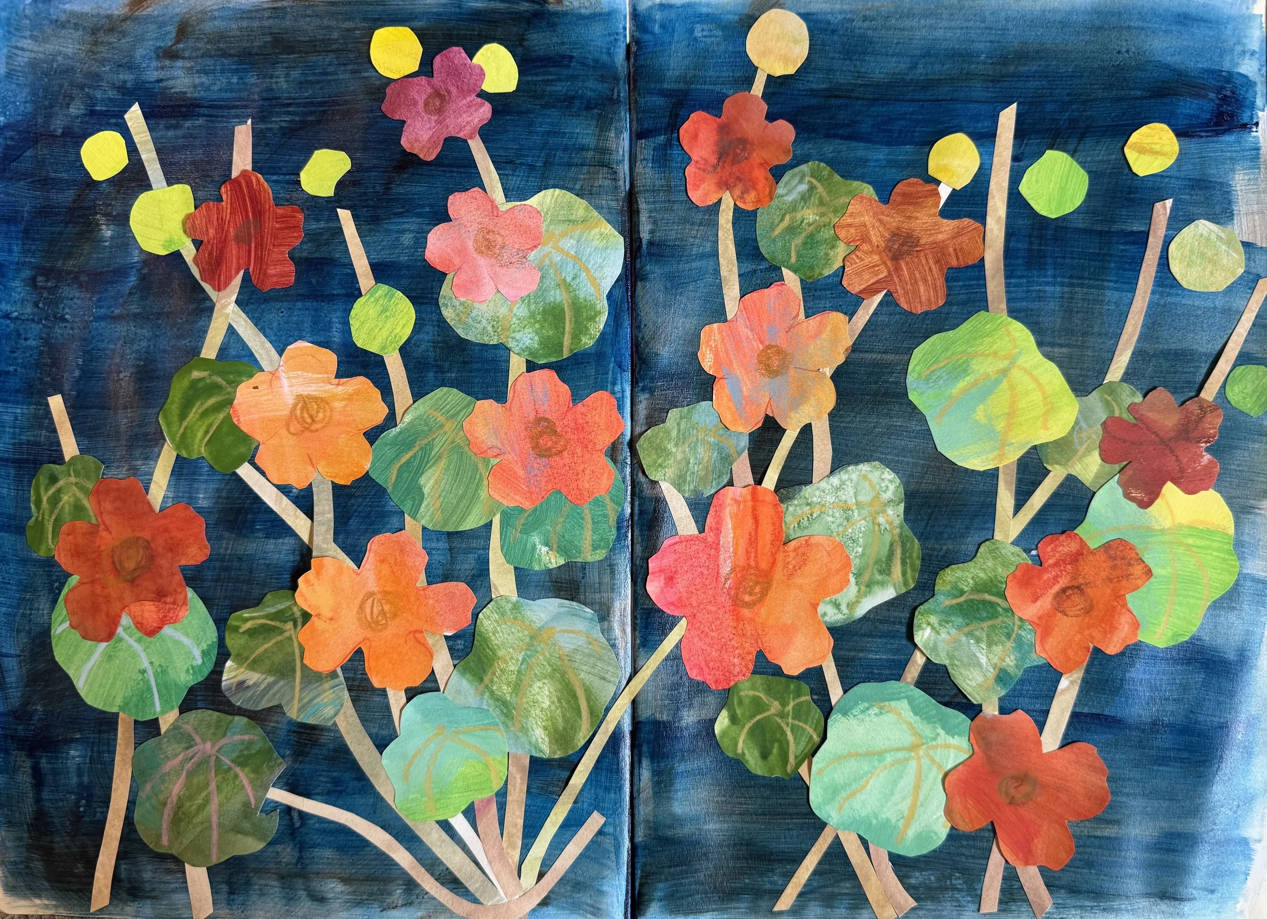 Nasturtium collage (in my sketchbook)