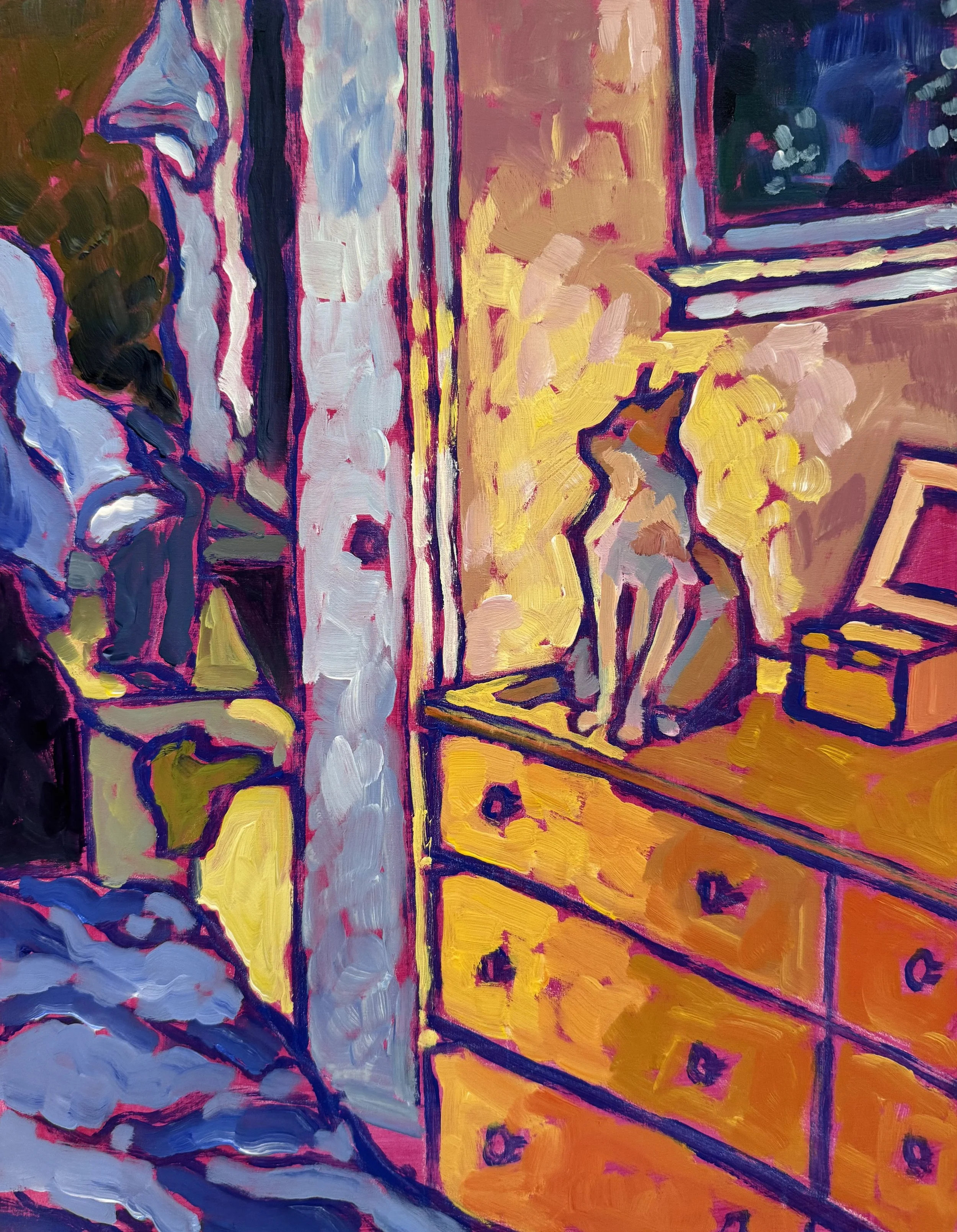 Felix in the Evening: 11x14. Acrylic on cradled board
