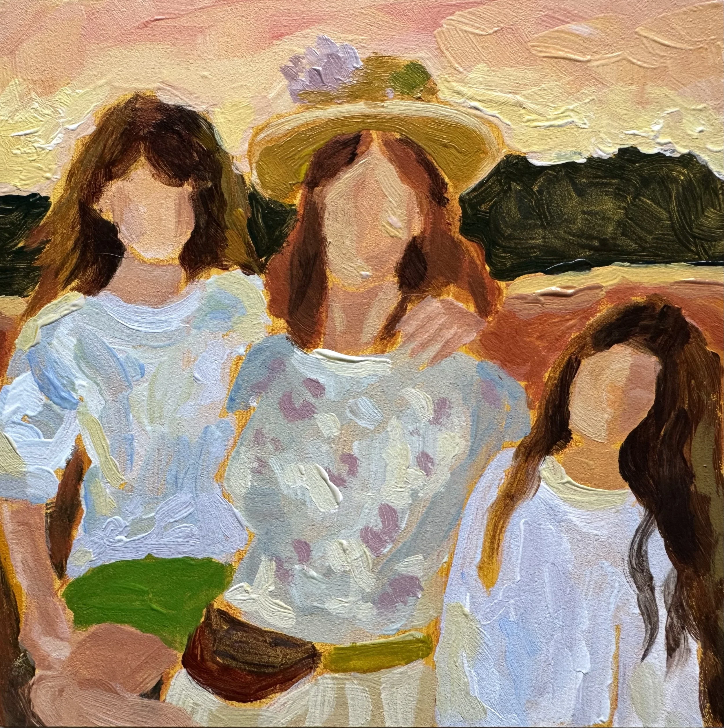 Mommy and Her Girls: 5x5. Acrylic on board
