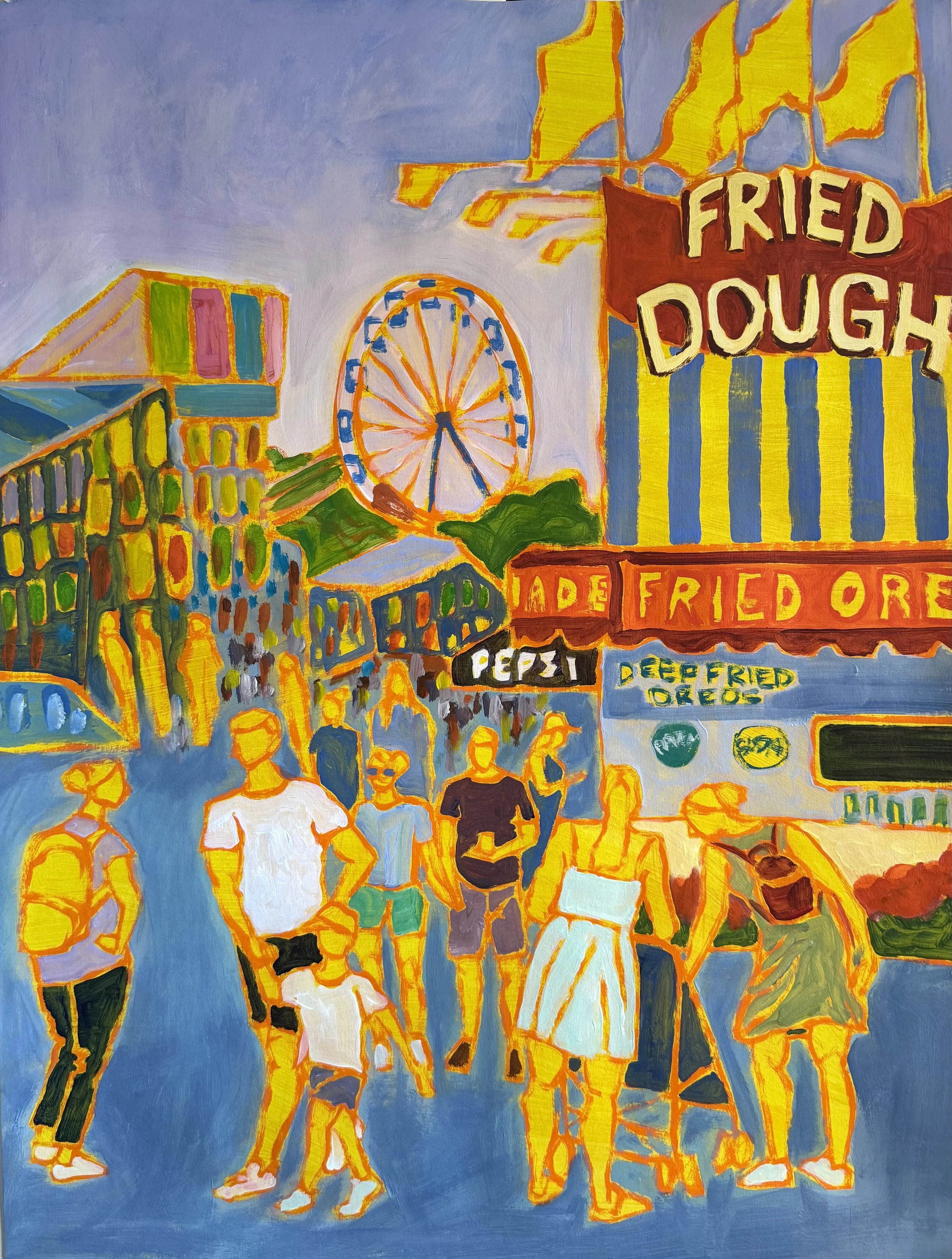 Fair Food: 18x24. Acrylic on mixed media paper