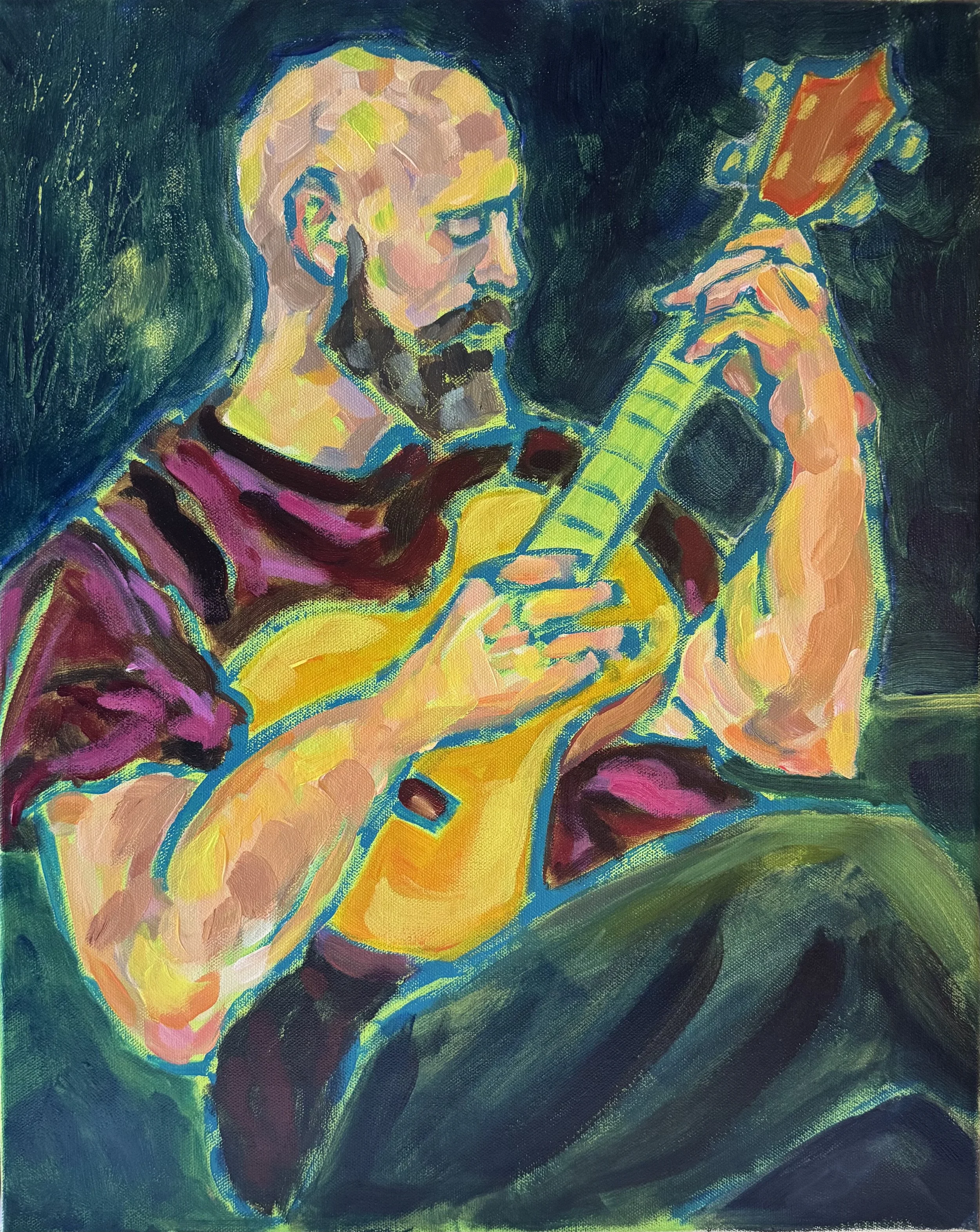 Spring Evening Tunes: 16x20. Acrylic on canvas
