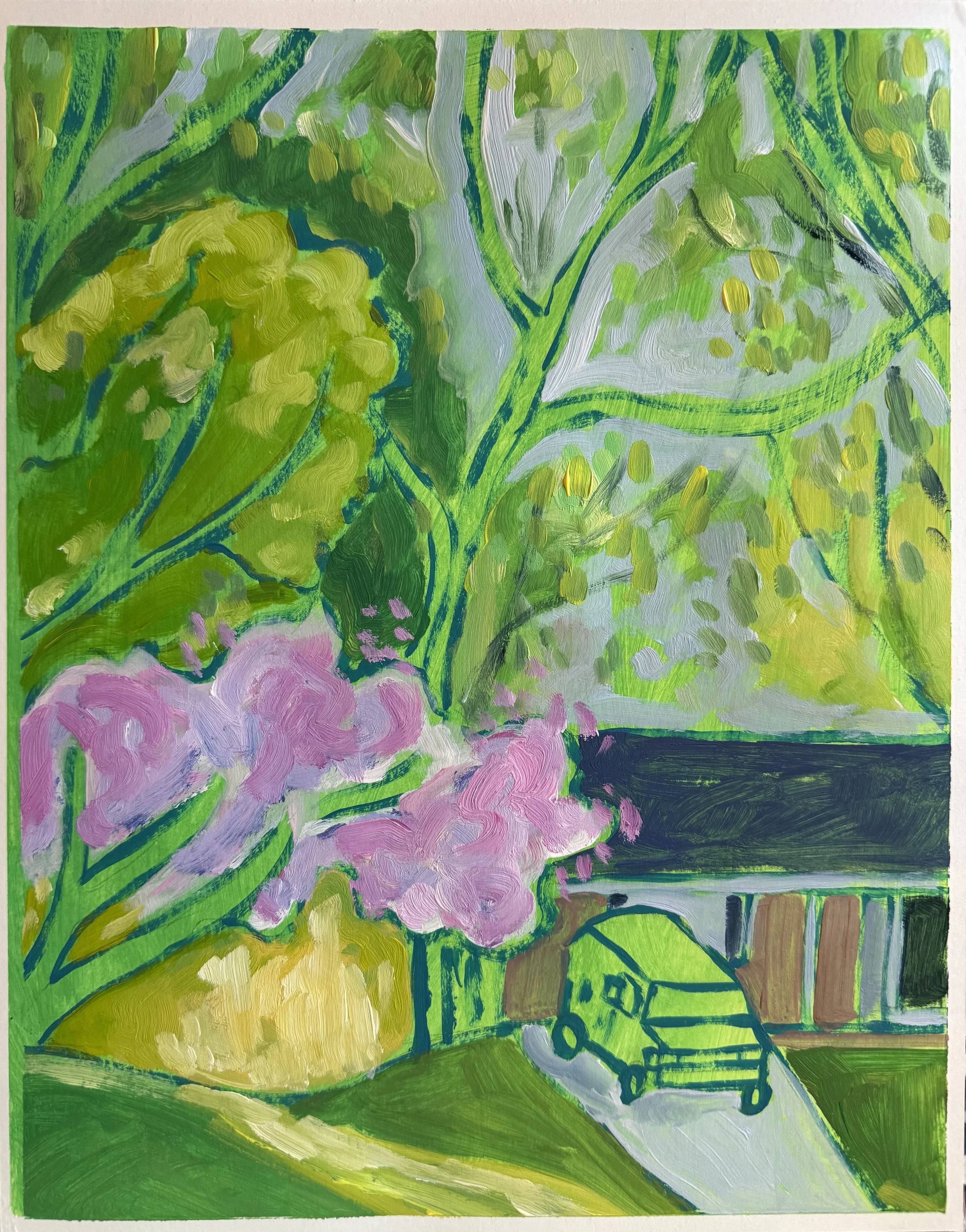 In the Spring, it Glows: 11x14. Acrylic on hot press watercolor paper