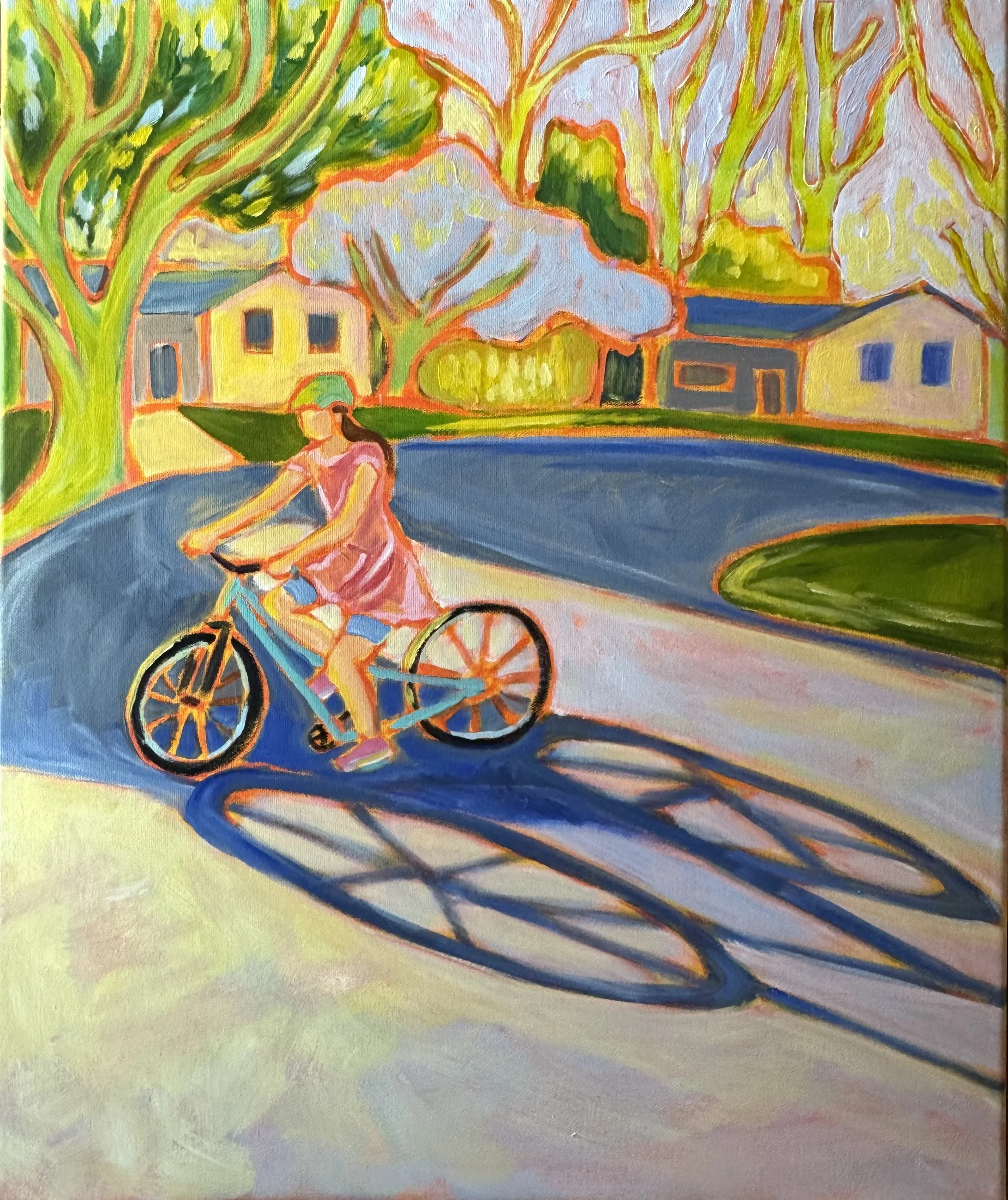 Stella's New Bicycle: 20x24. Acrylic on canvas