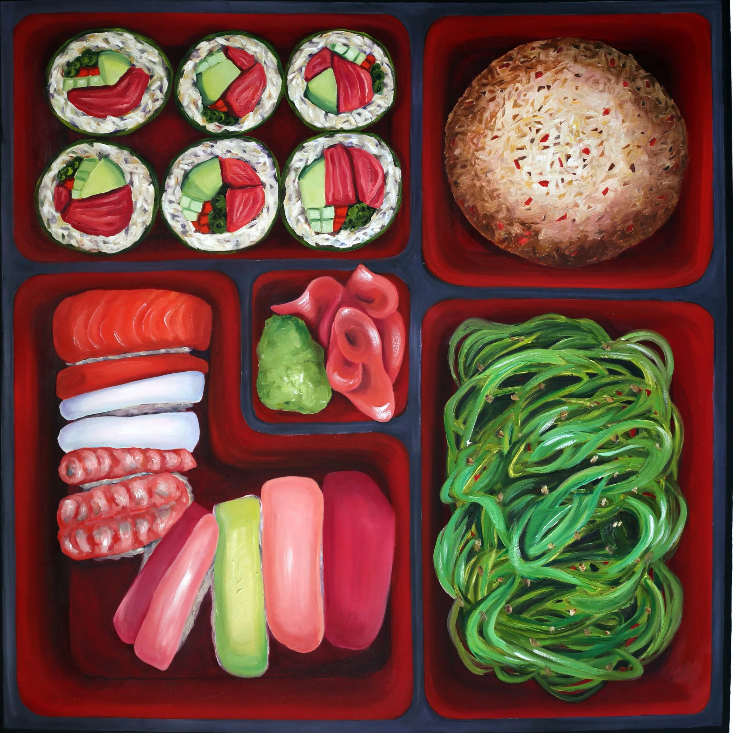 Sushi Bento Box - 36x36x1 inches oil on canvas