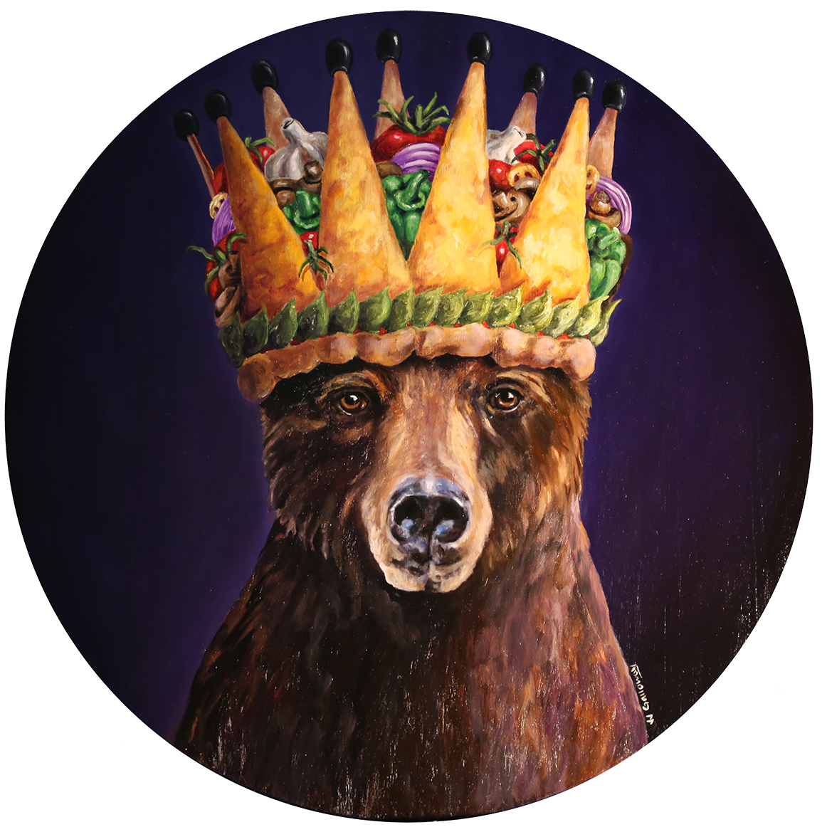 Bear's Pizza Crown
- 18" oil on wood