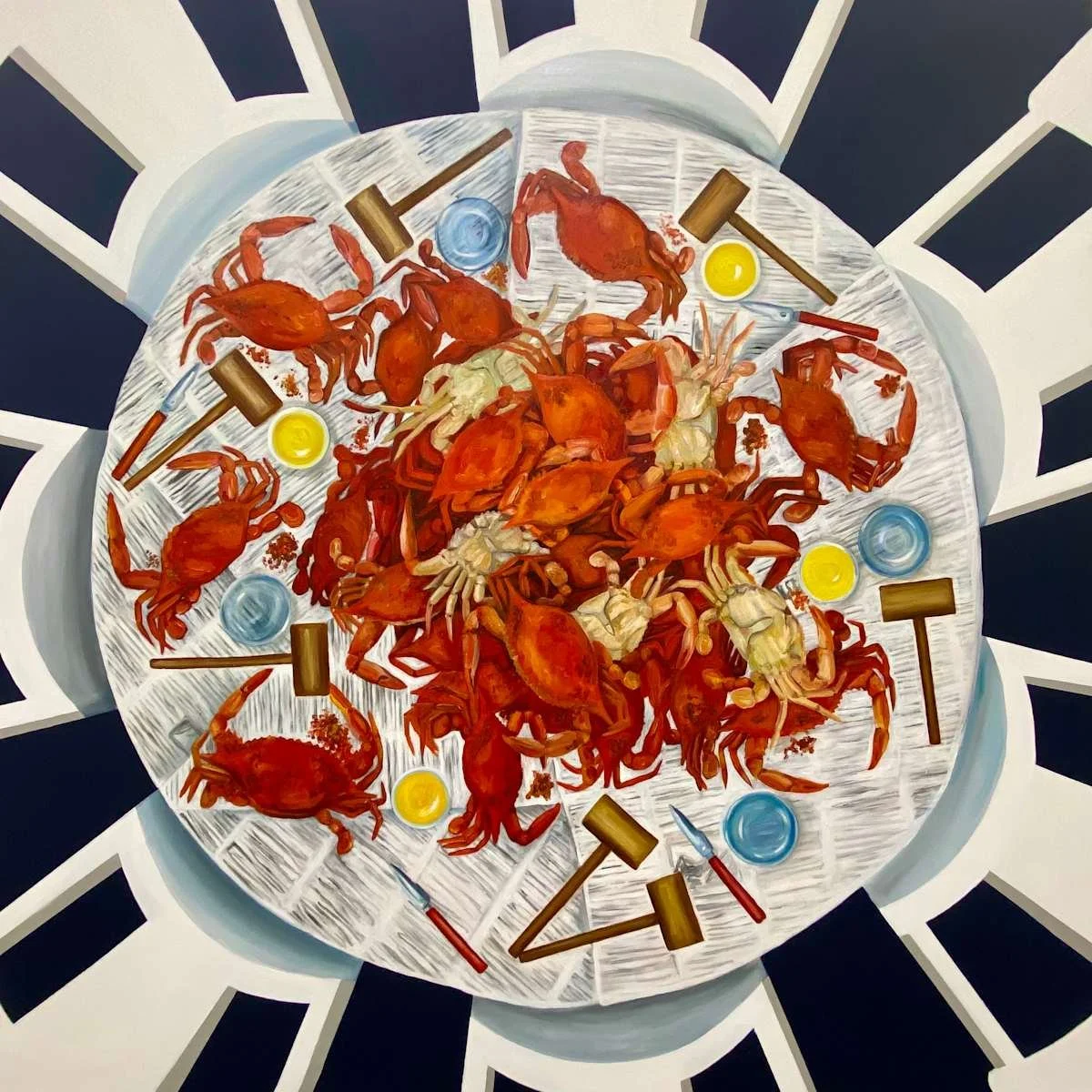Crab Feast - 48 x 48 x 2 inch oil on canvas