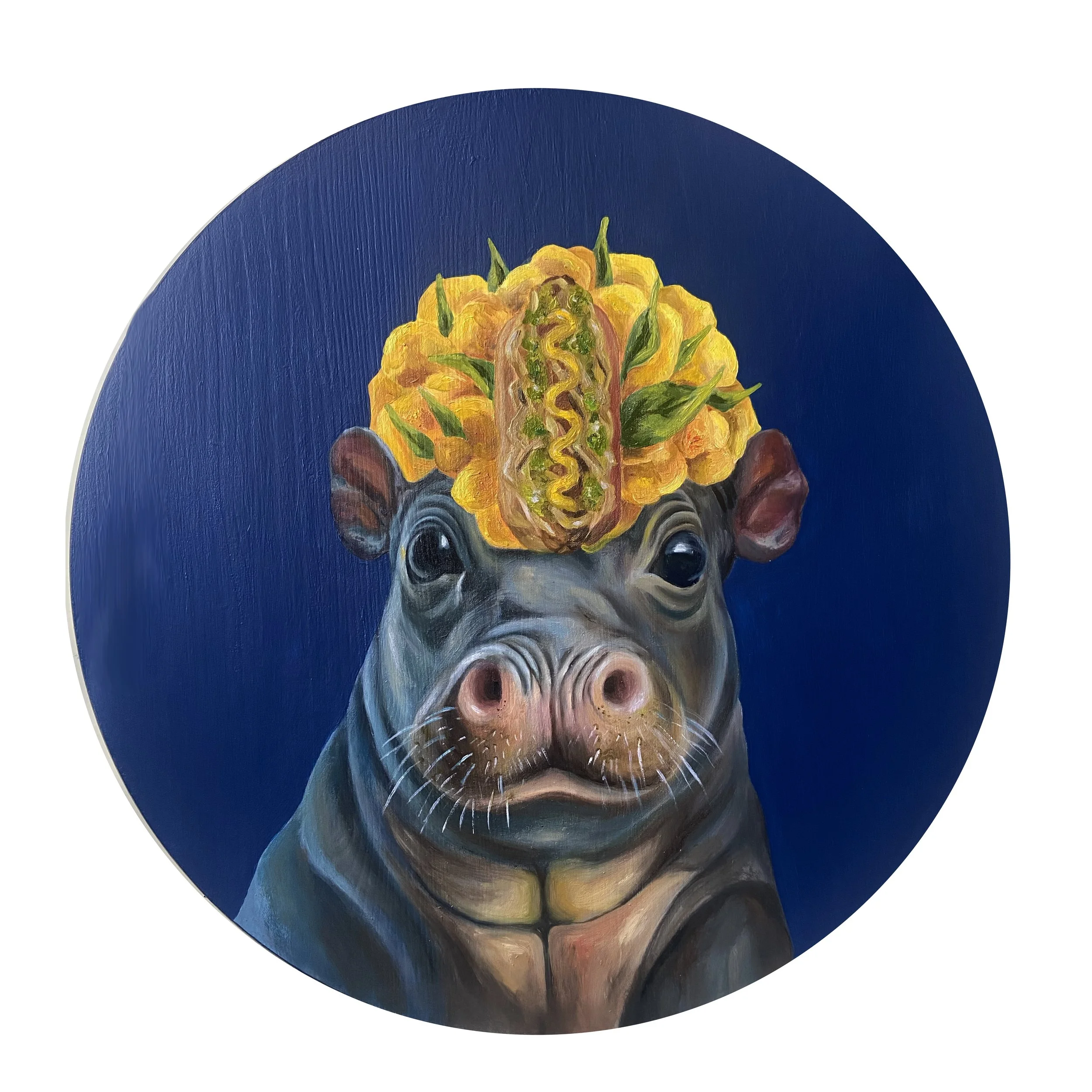 Jason's Hungry Little Hippo - 18" oil on wood