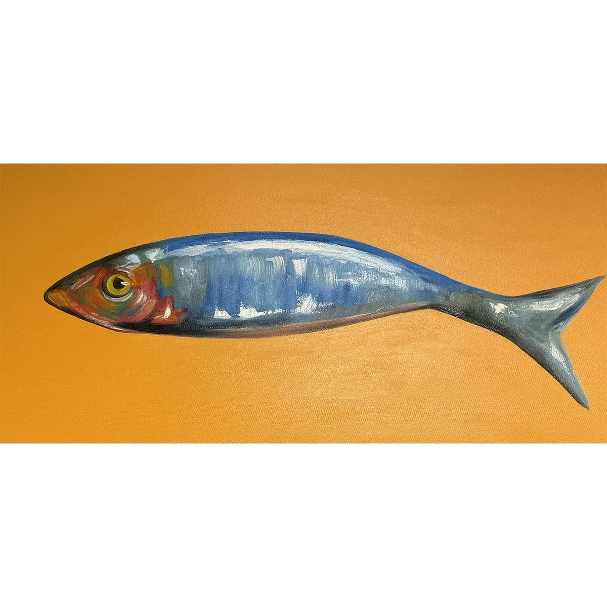 Single Sardine on Yellow