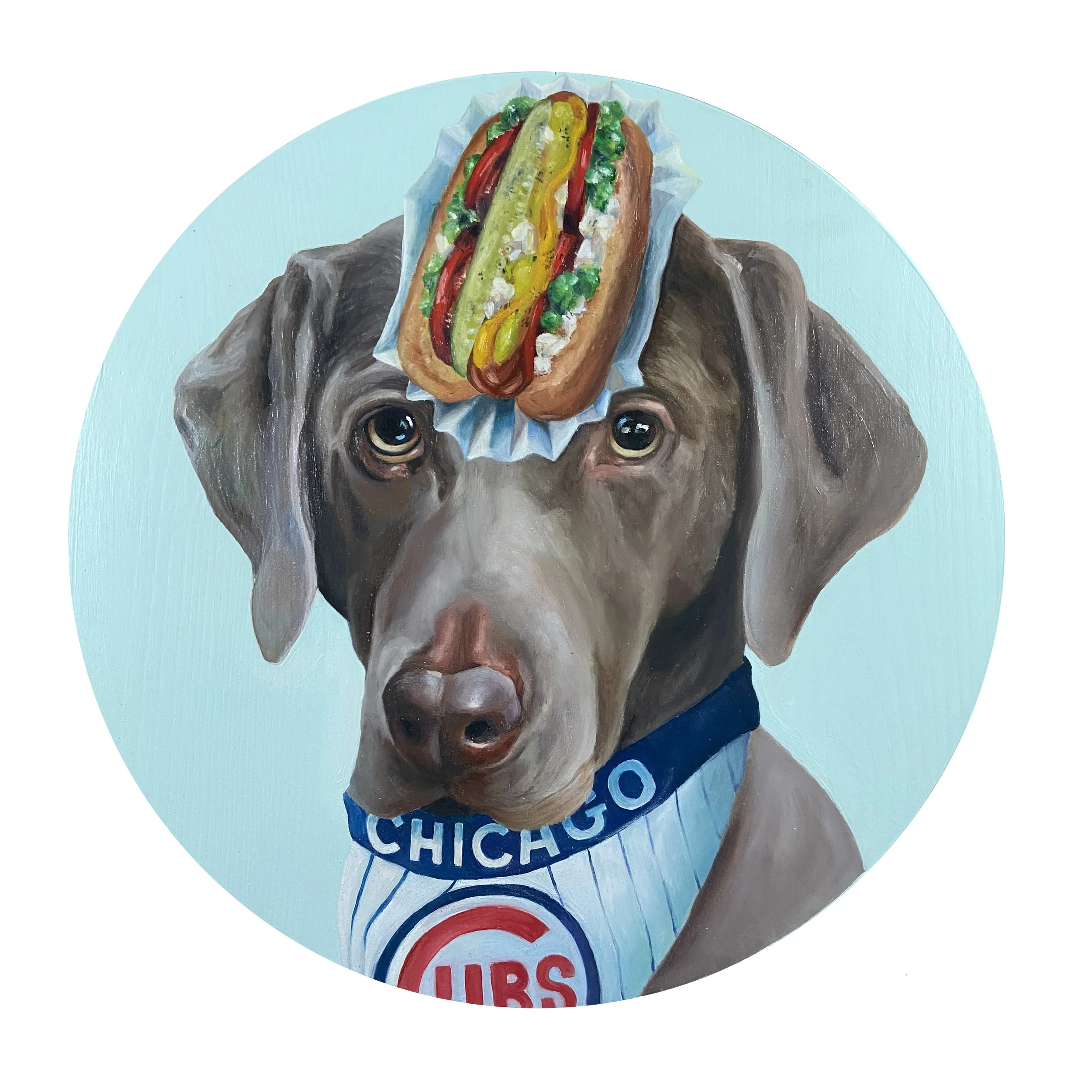 Talulah (likes Chicago!) - 12" Oil on wood
