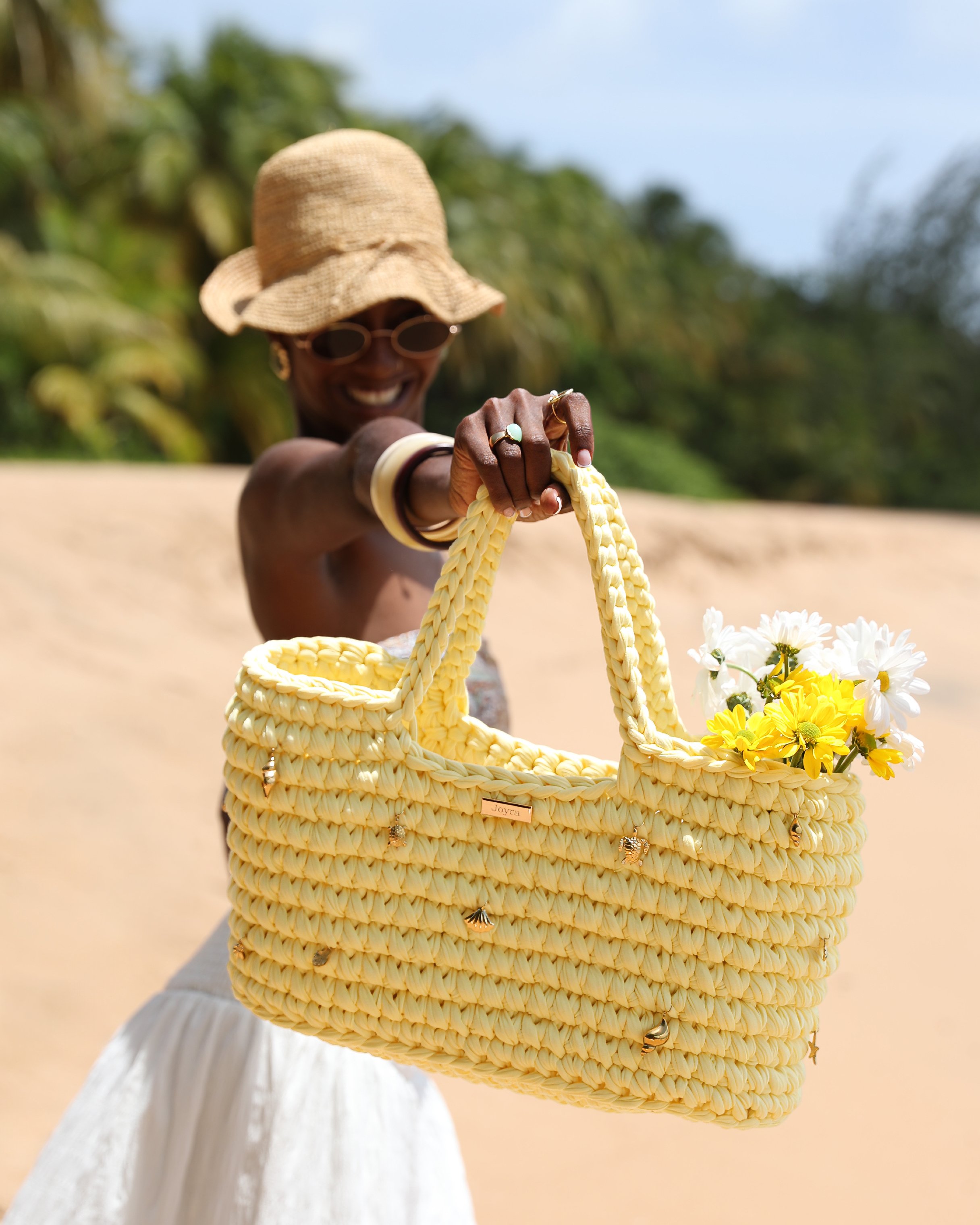 Sac de plage femme beige pour les vacances – Joyra