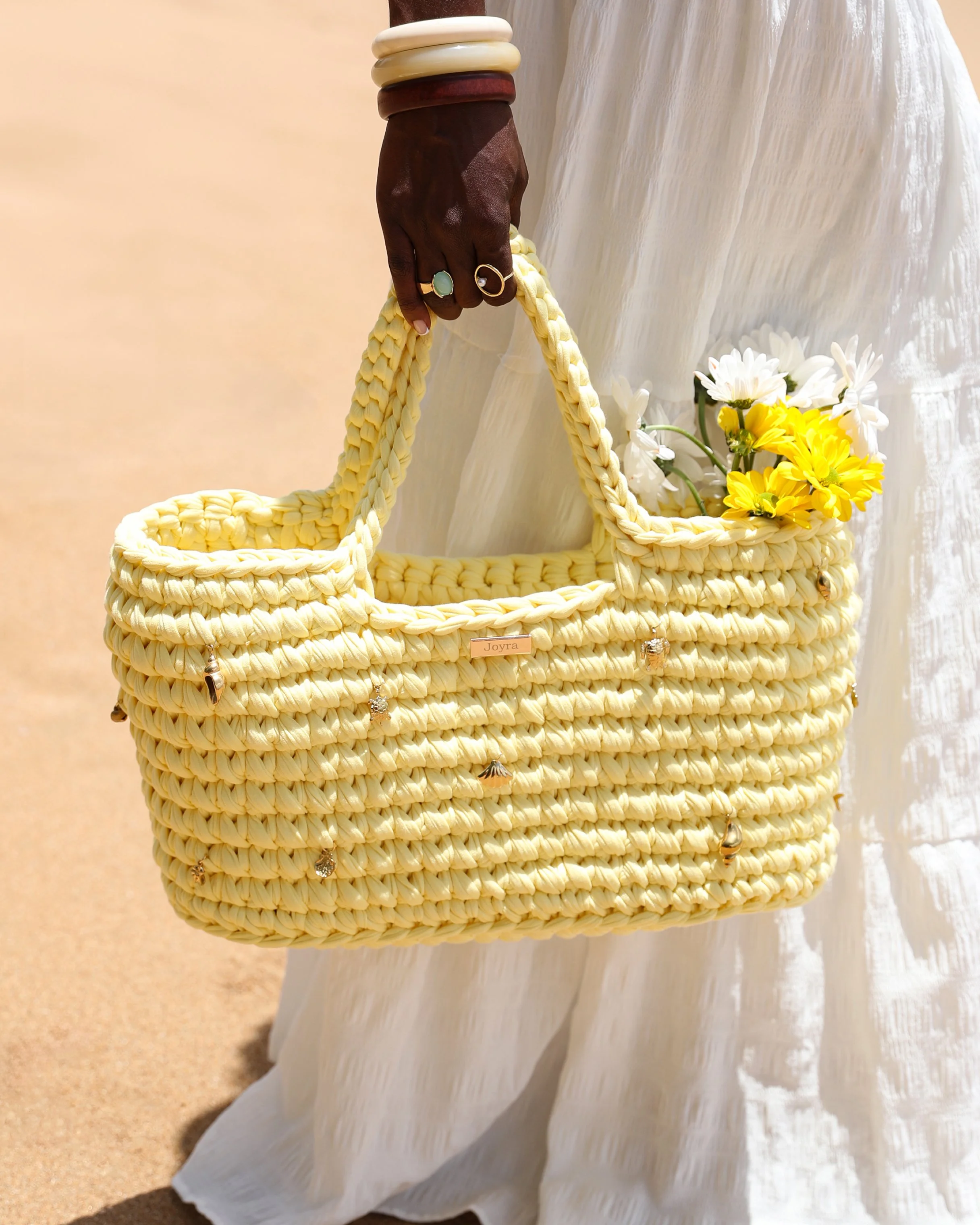 Grand sac de plage femme beige tressé – Joyra