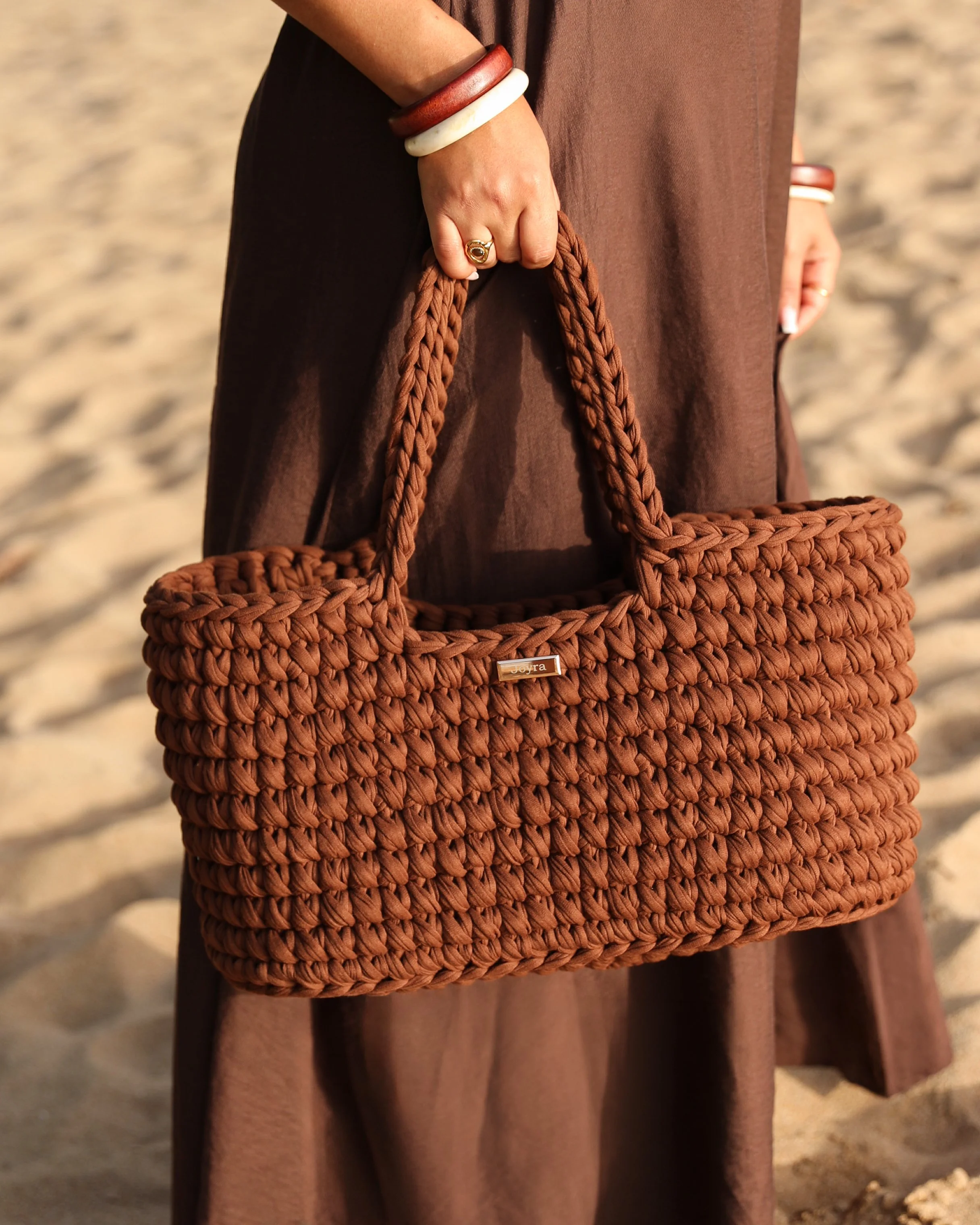 Sac à main femme marron tressé fait main – Joyra