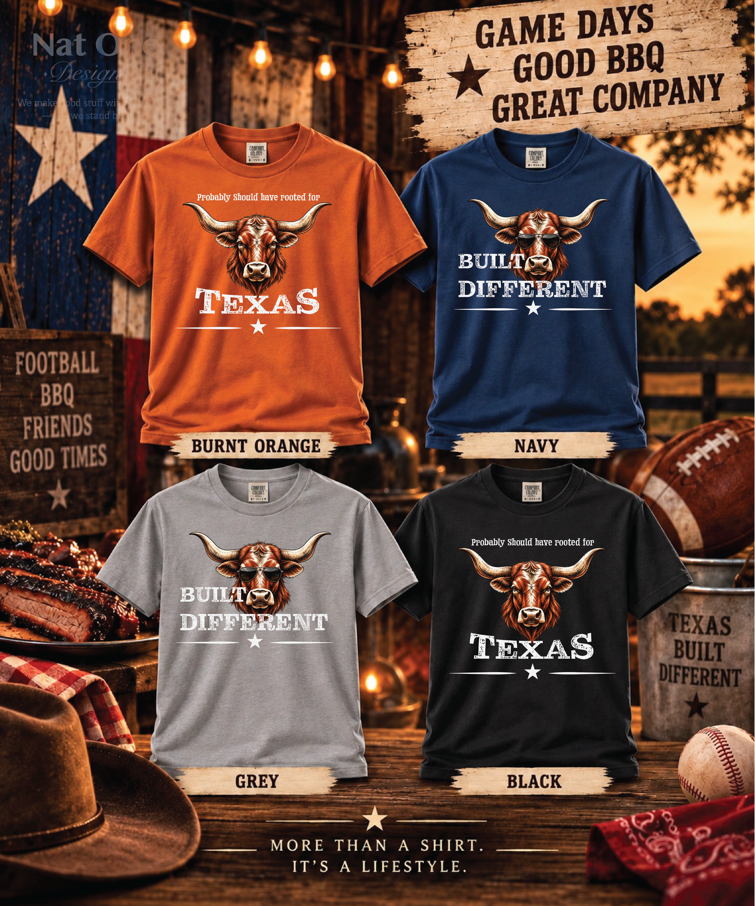 Texas Themed Designs- Built Different